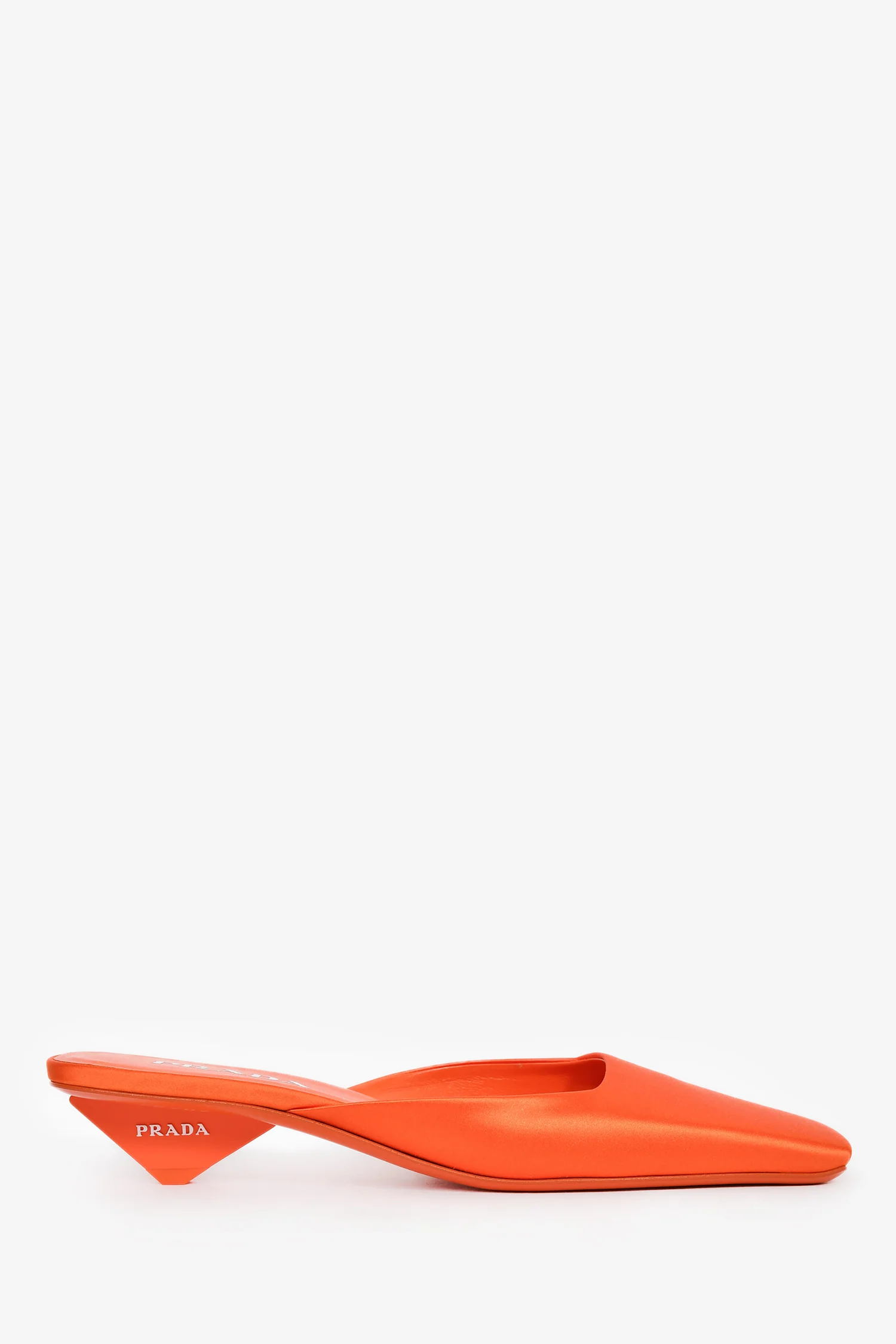 Prada Orange Satin Square Toe Mules Size 38