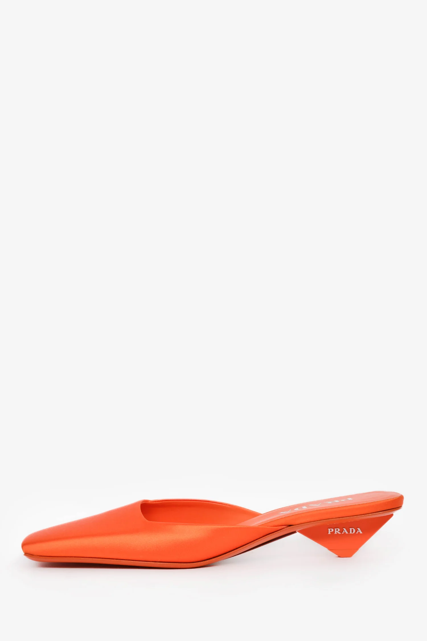 Prada Orange Satin Square Toe Mules Size 38
