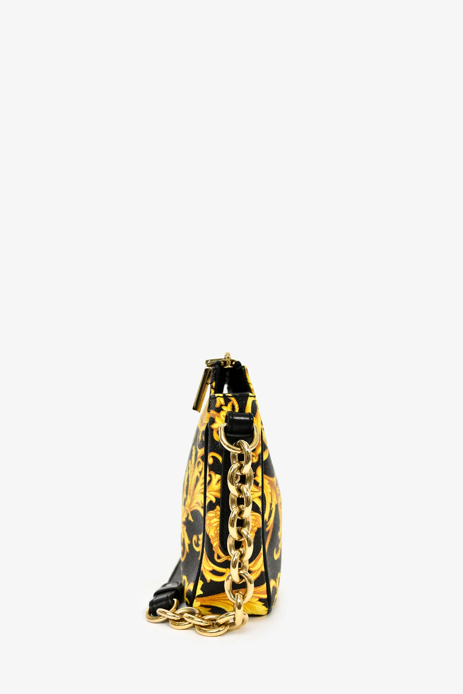 Versace Black/Yellow Leather Medusa Patterned Shoulder Bag