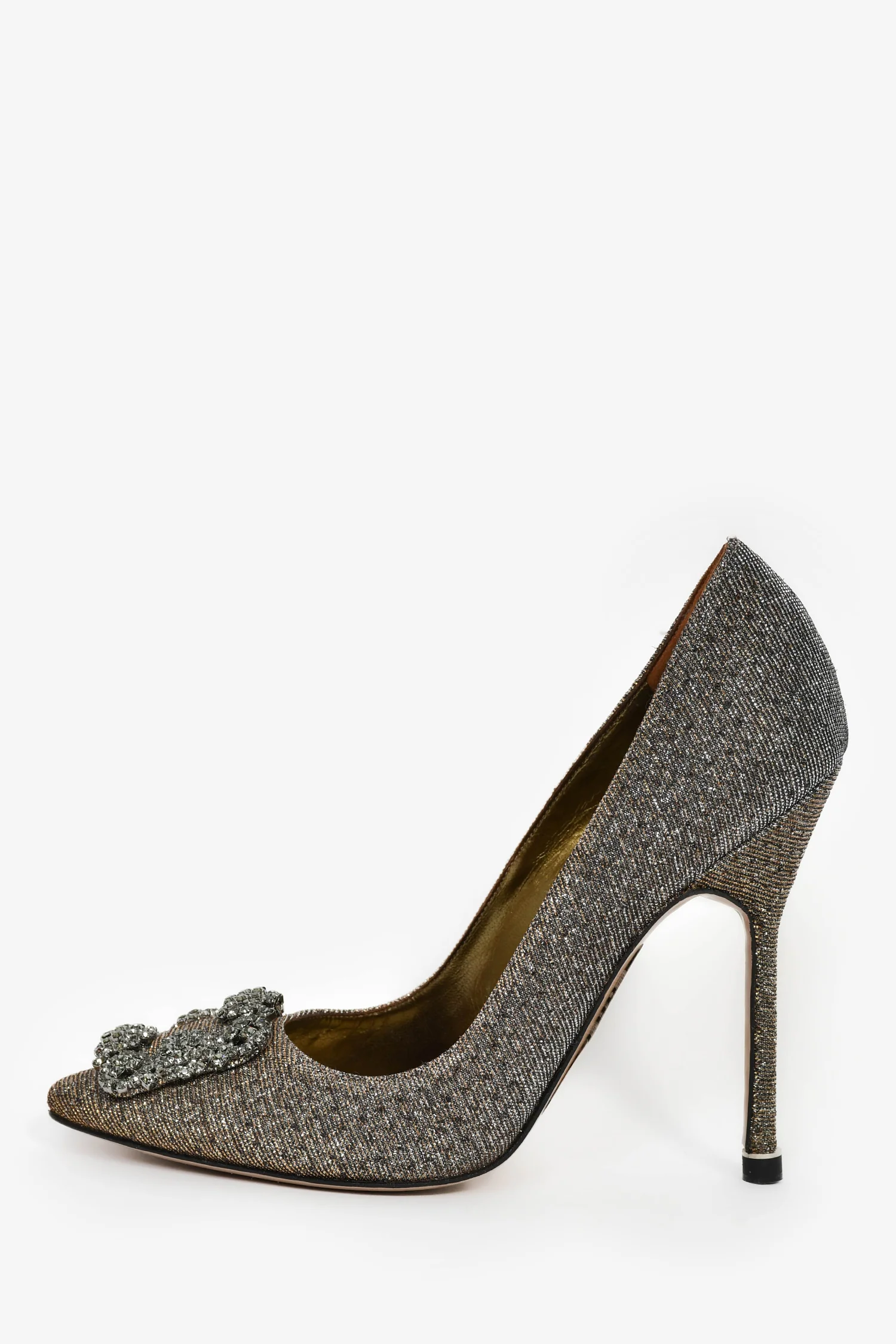 Manolo Blahnik Gunmetal Metallic Hangisi Heels Size 37.5