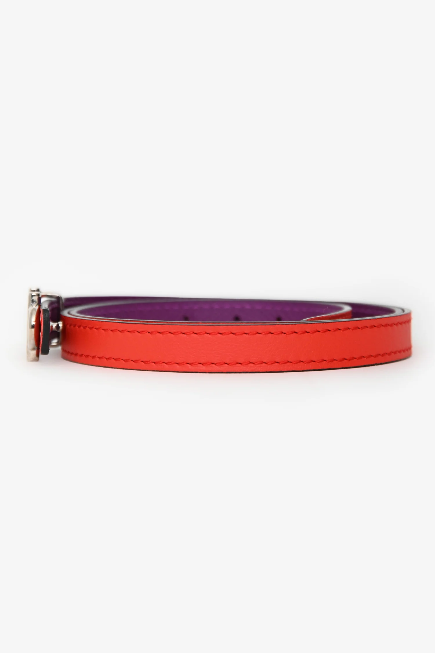 Hermès 2014 Red/Purple Reversible 'Gamma' 13mm Belt Size 75