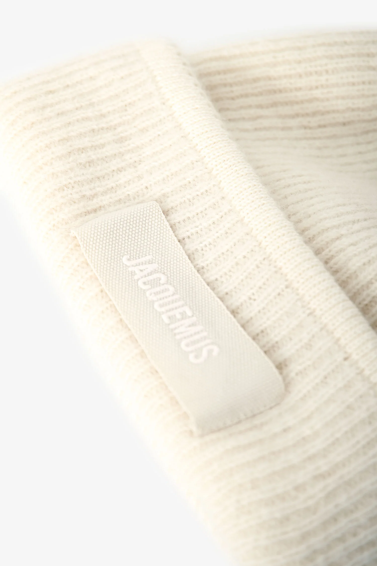 Jacquemus White Alpaca Logo Beanie Size OS