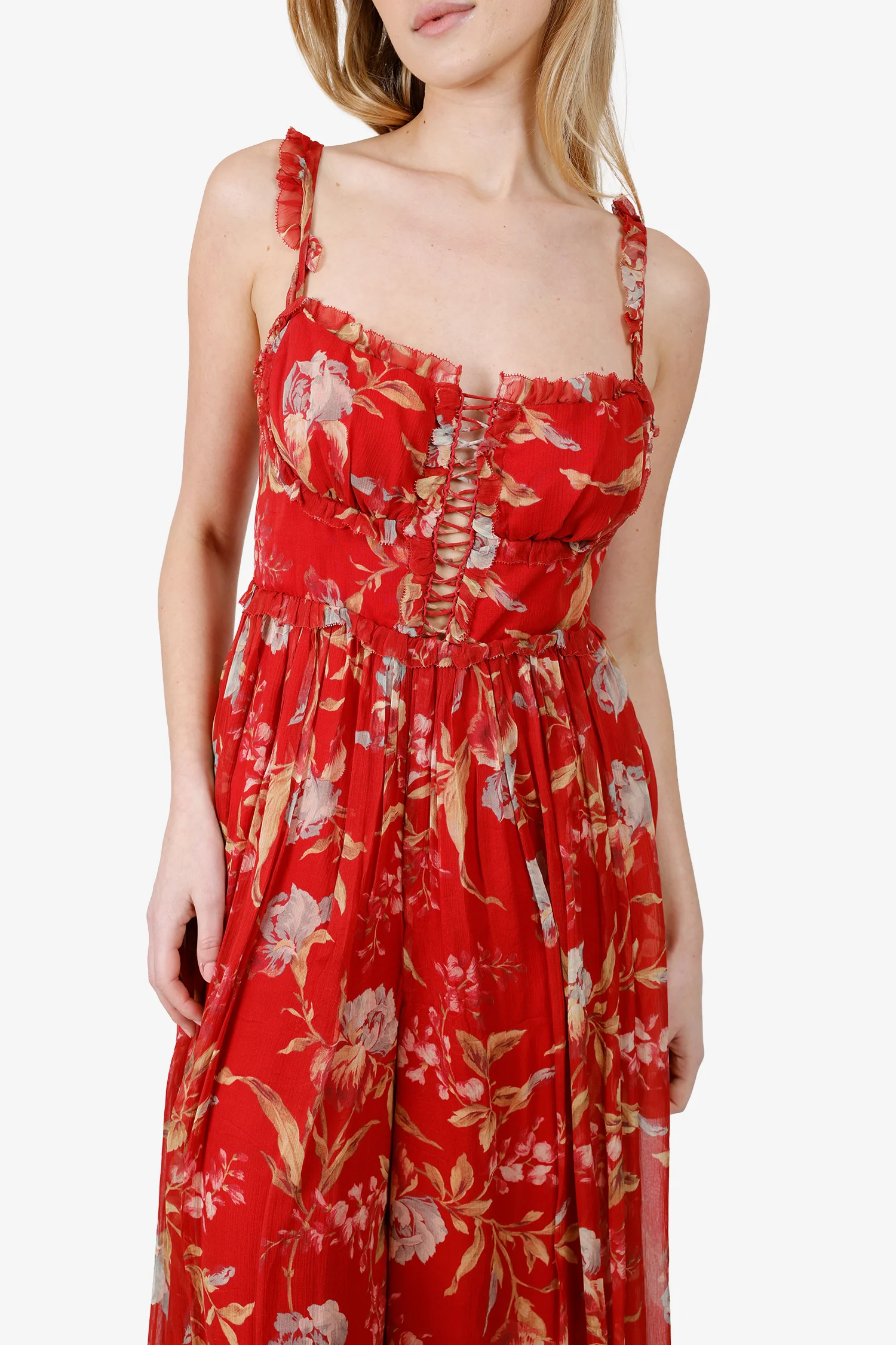 Zimmermann Red Silk Floral Print Jumpsuit Size 2