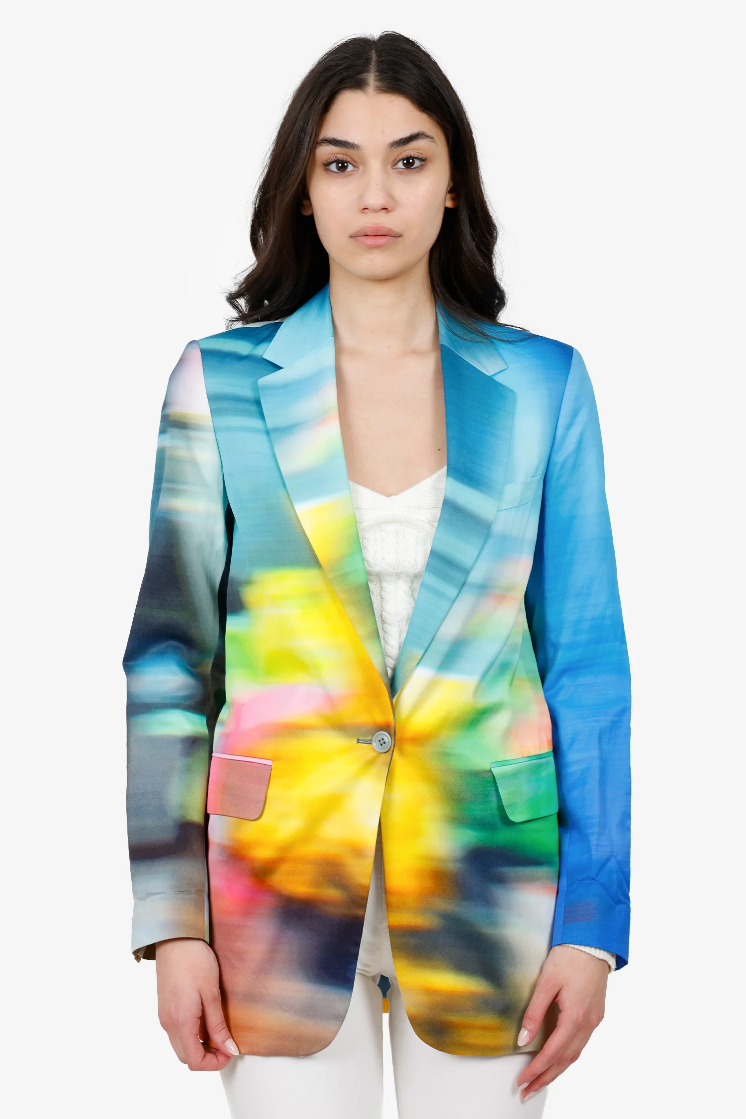 Dries Van Noten Multicolour Tie-Dye Print Blazer Size 34