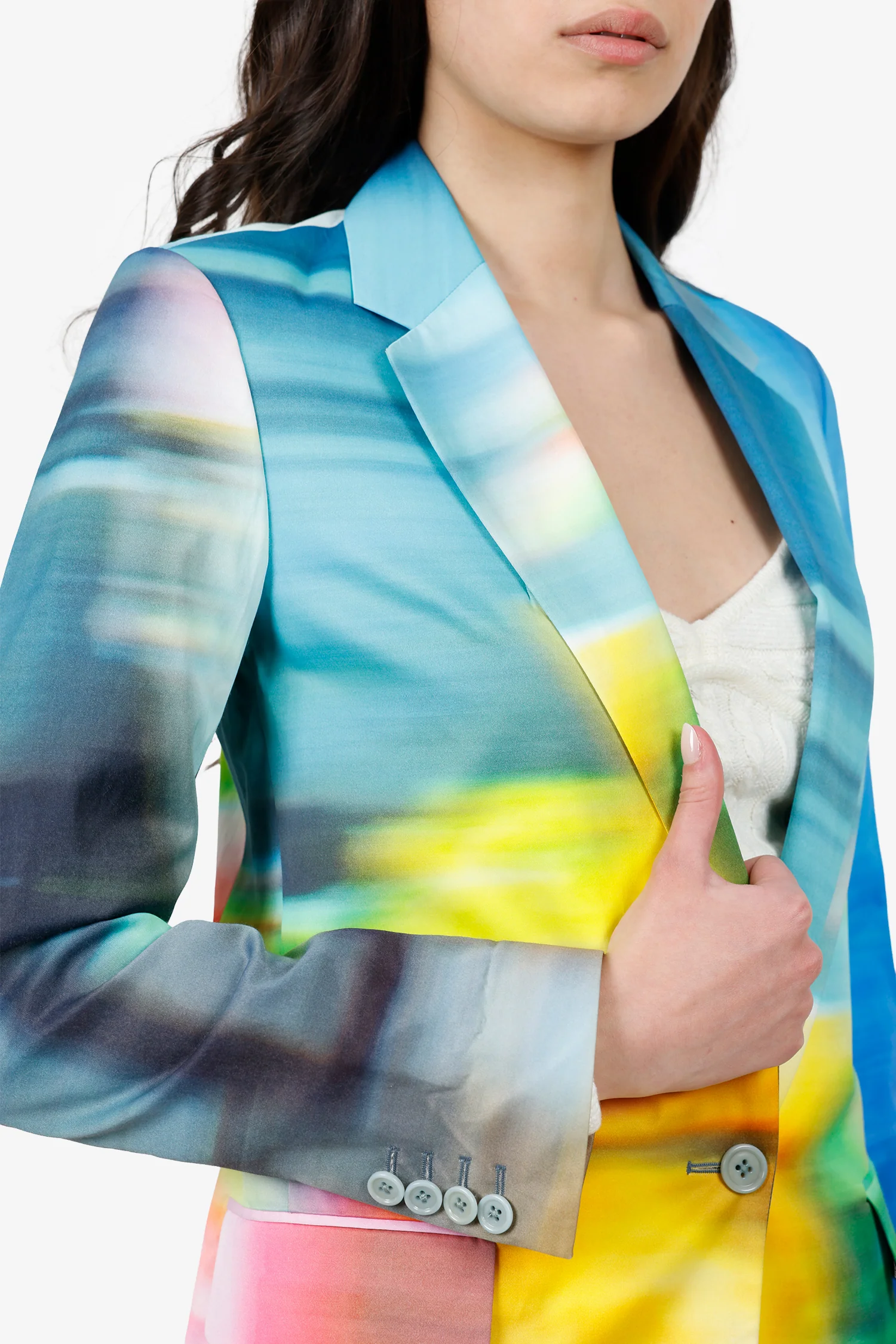 Dries Van Noten Multicolour Tie-Dye Print Blazer Size 34