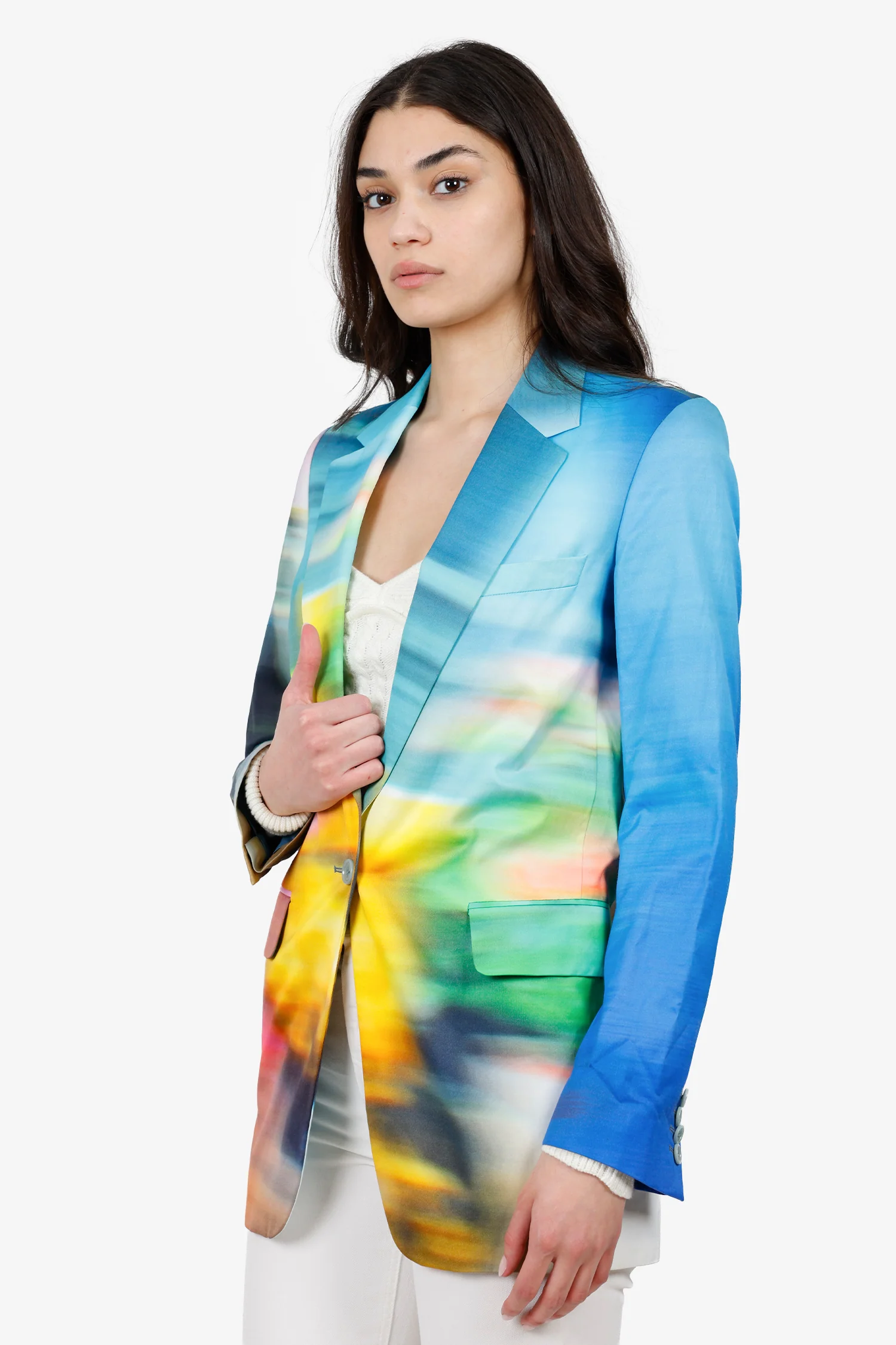 Dries Van Noten Multicolour Tie-Dye Print Blazer Size 34