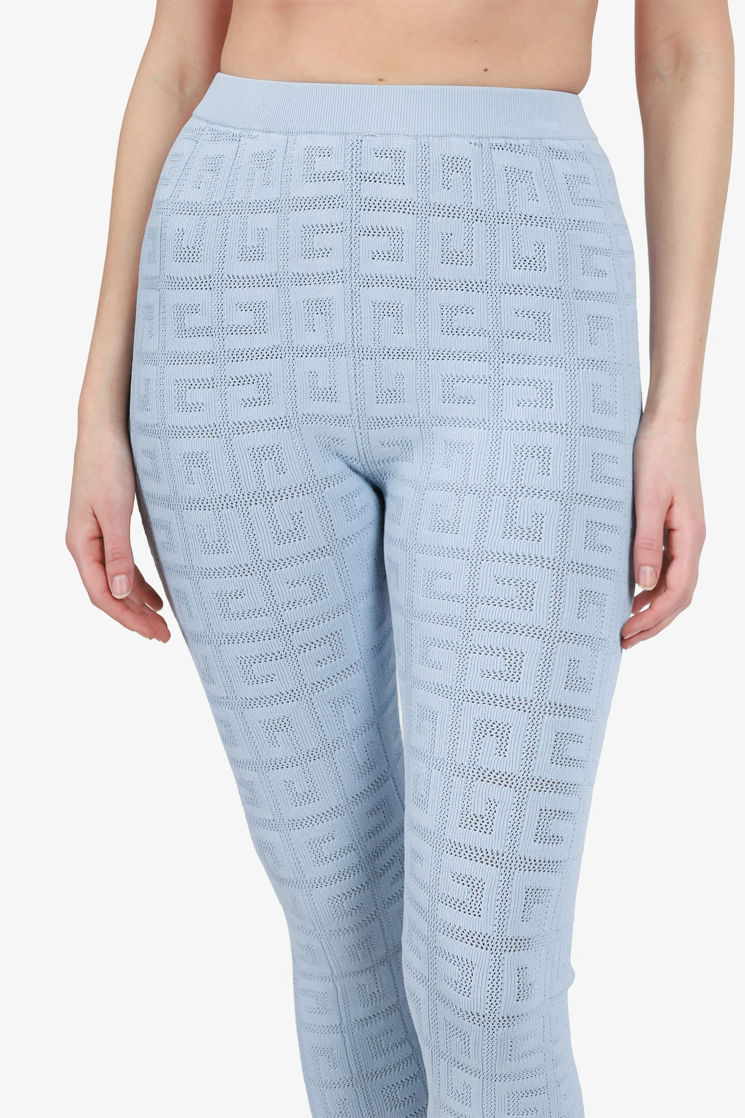 Givenchy Blue Cotton Jacquard Pattern Leggings Size XS