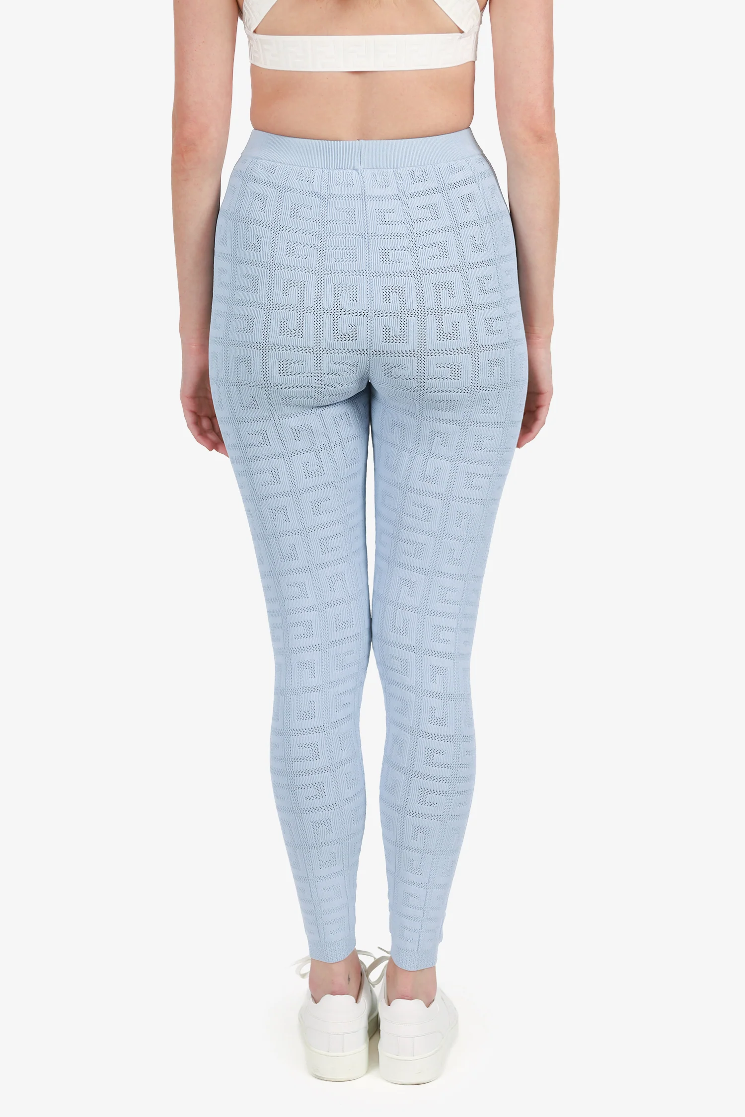 Givenchy Blue Cotton Jacquard Pattern Leggings Size XS