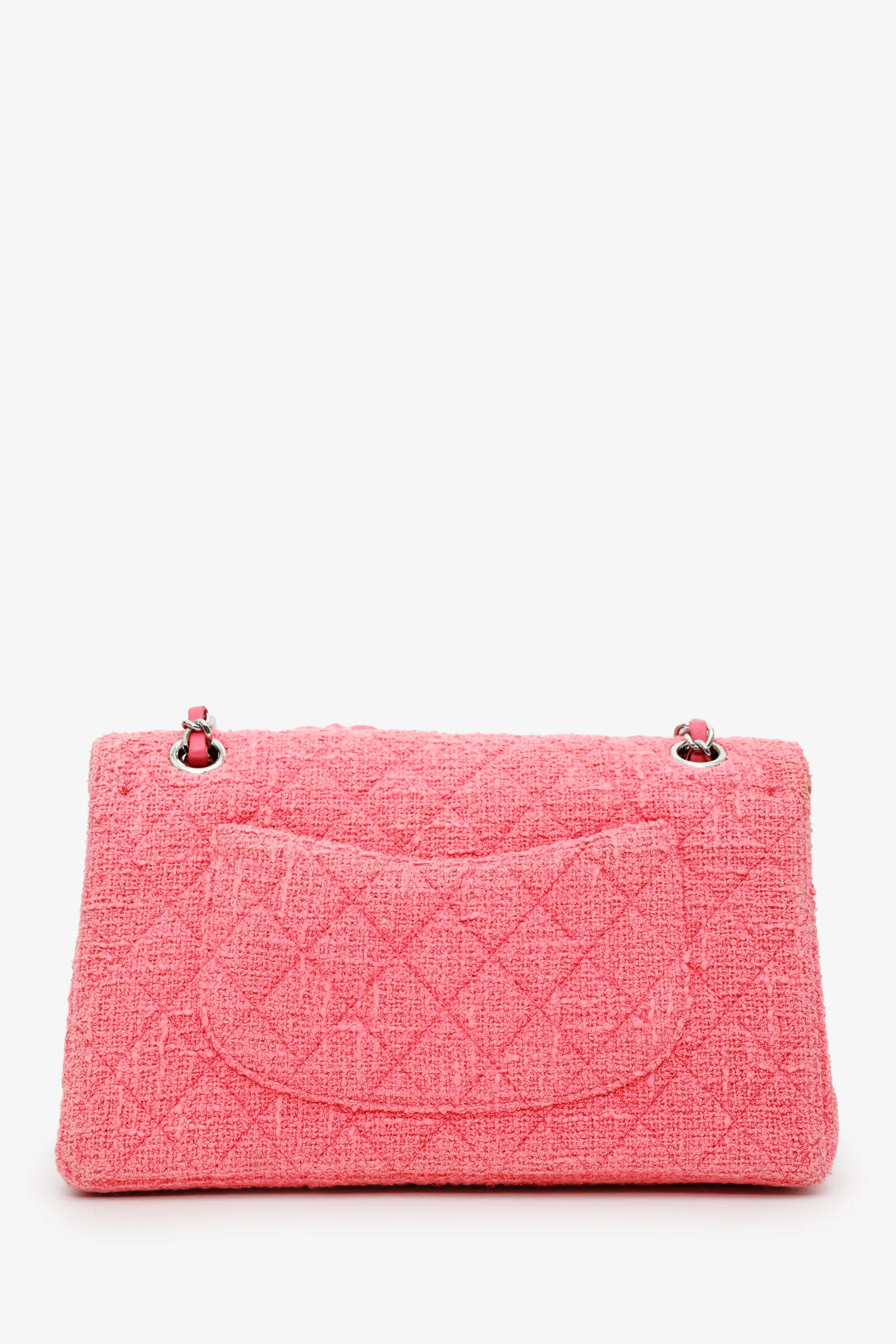 Pre-Loved Chanel™ 2016 Pink Tweed Flower Classic Double Medium Flap Bag