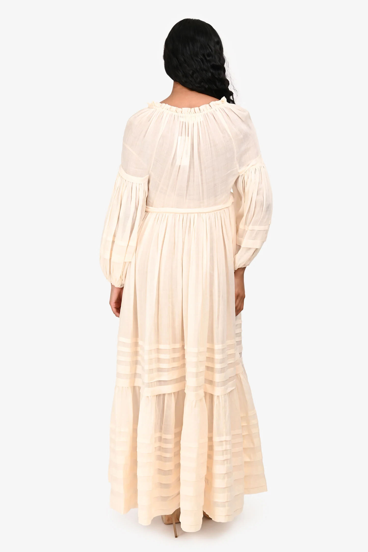 Zimmermann Cream Ramie Long Sleeve Maxi Dress Size 0