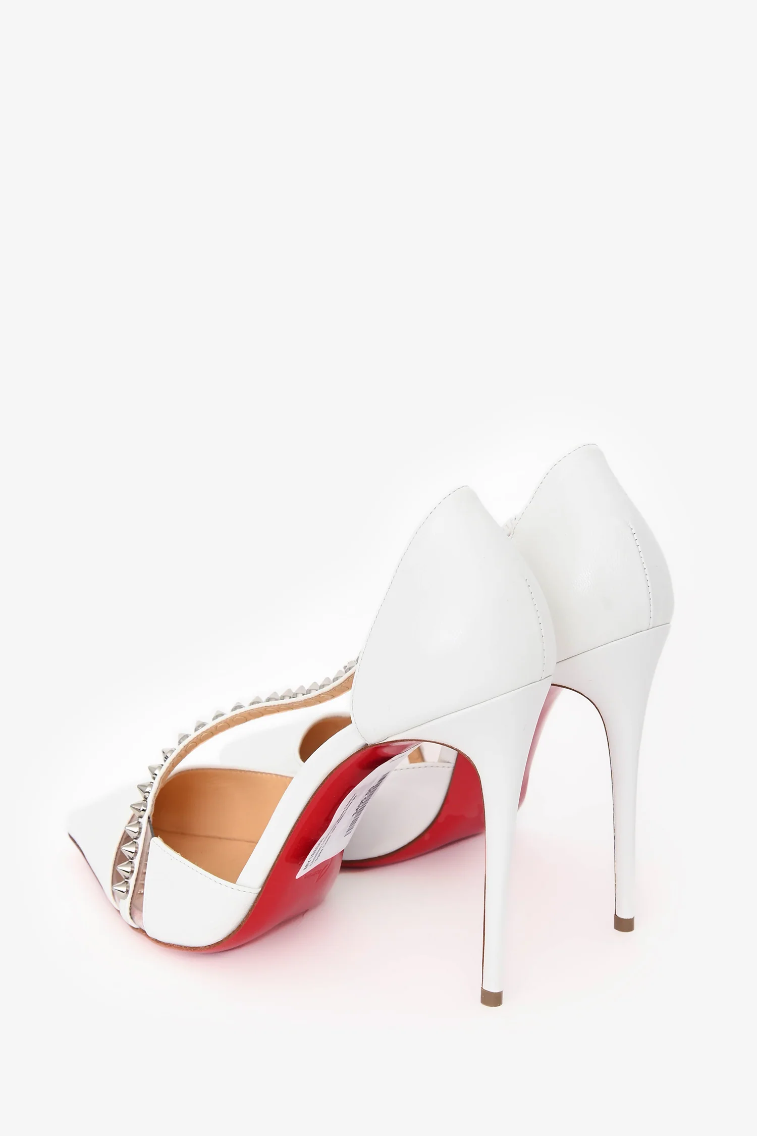 Christian Louboutin White Leather 'Spike Cross 100' Heels Size 38
