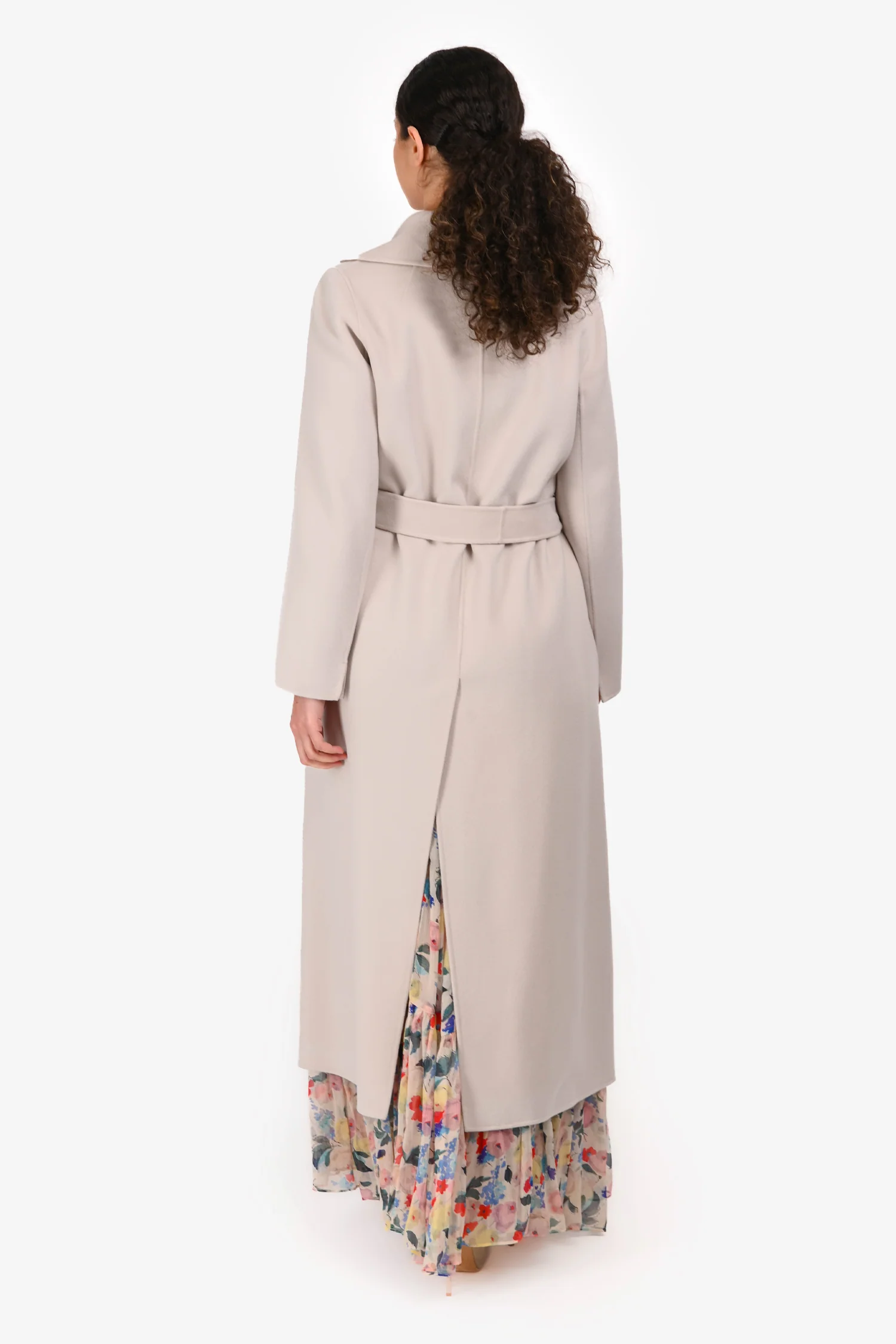 'S Max Mara Light Grey Wool Coat With Belt Size 36