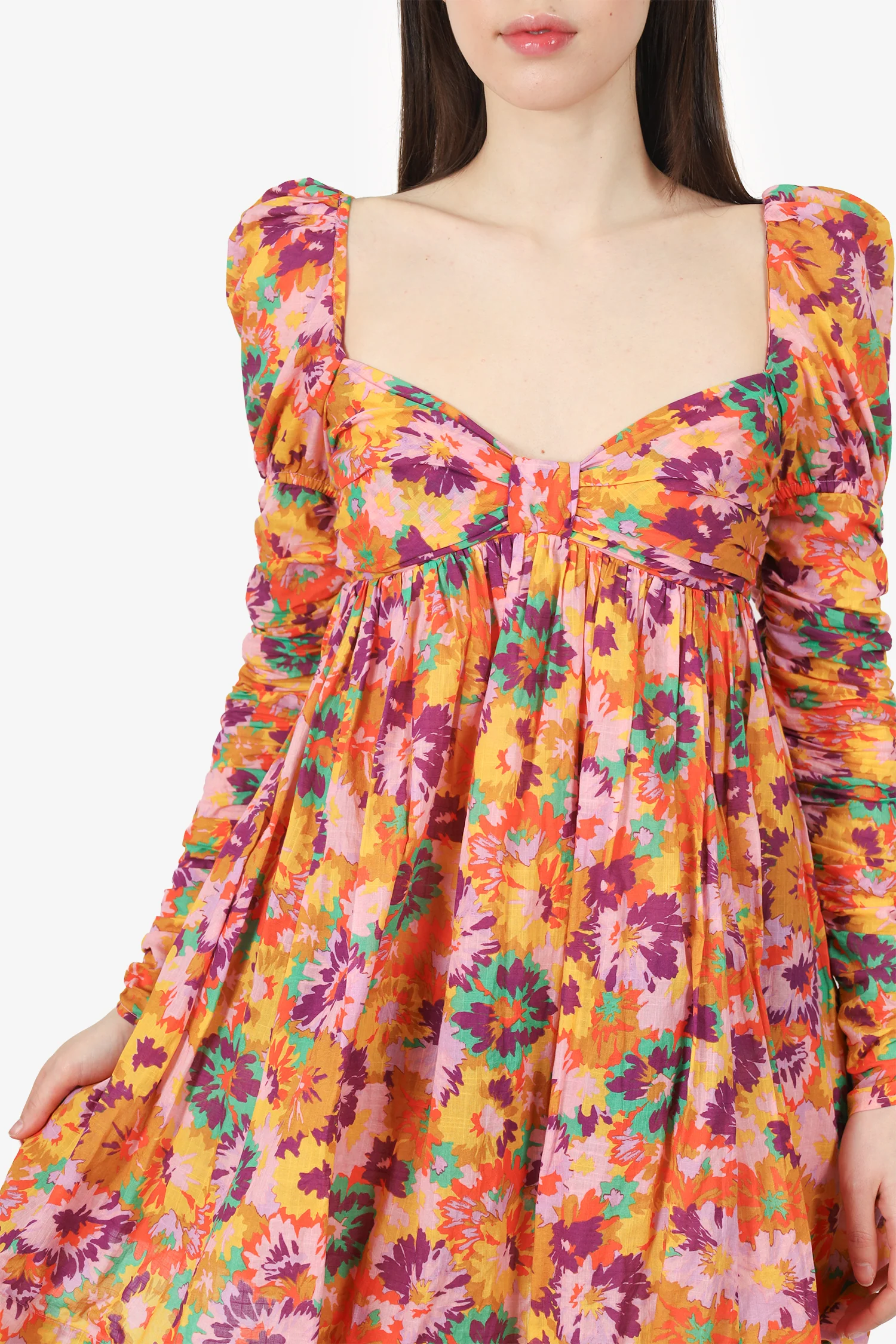 Zimmermann Multicolour Floral Twist Front Long Sleeve Mini Dress Size 0