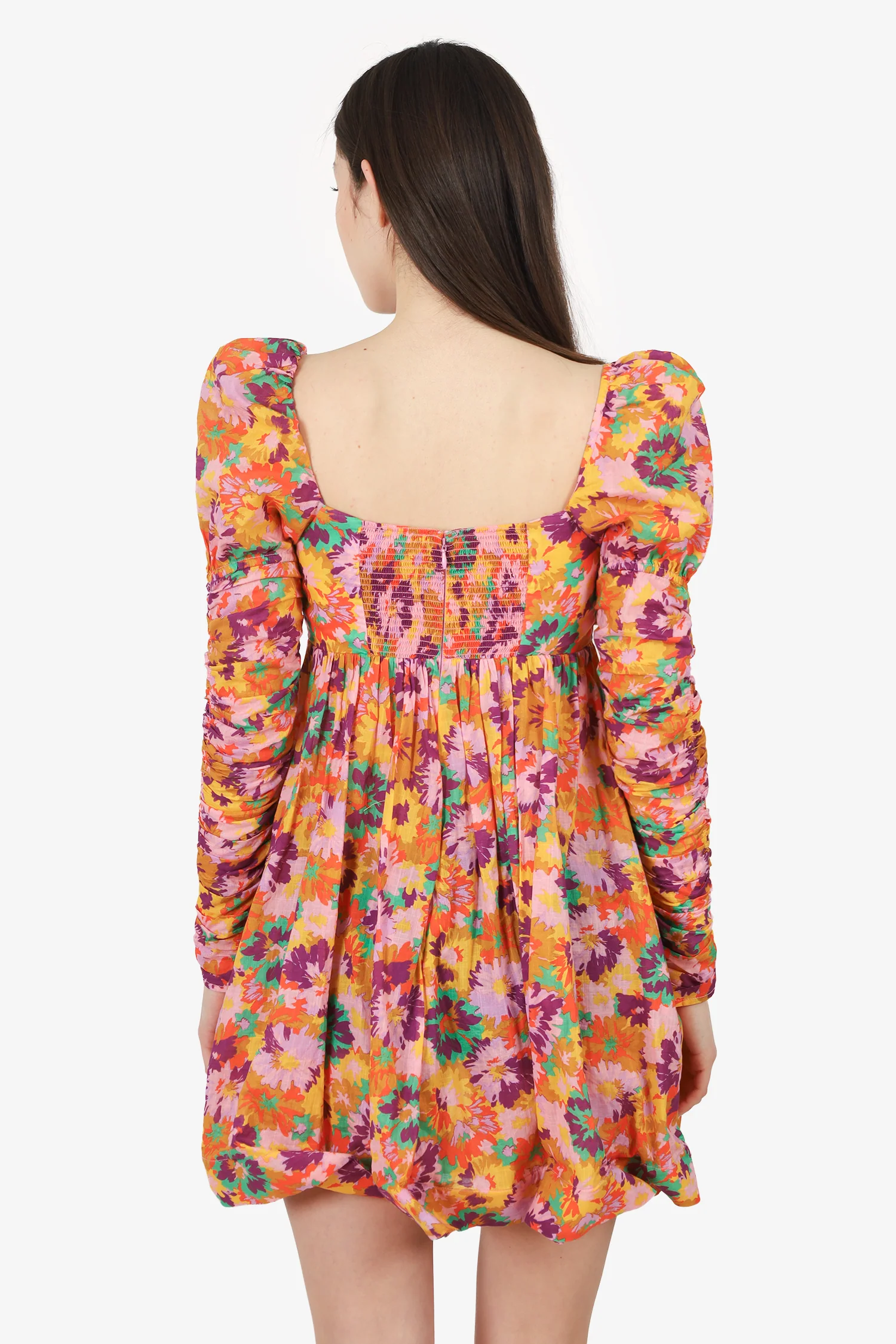 Zimmermann Multicolour Floral Twist Front Long Sleeve Mini Dress Size 0