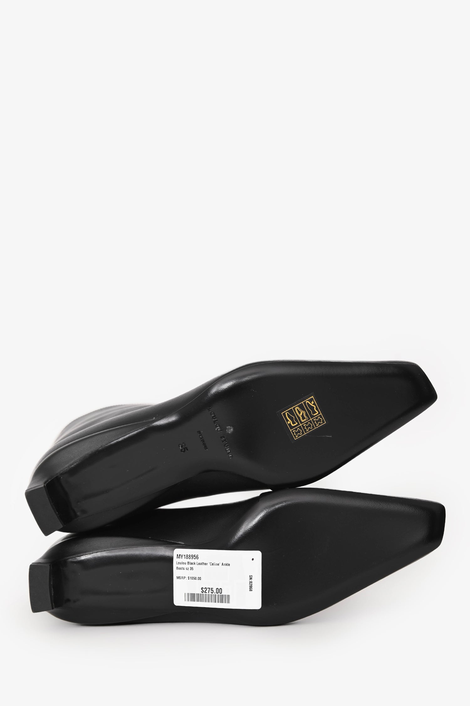 Loulou Black Leather 'Celine' Ankle Boots Size 35