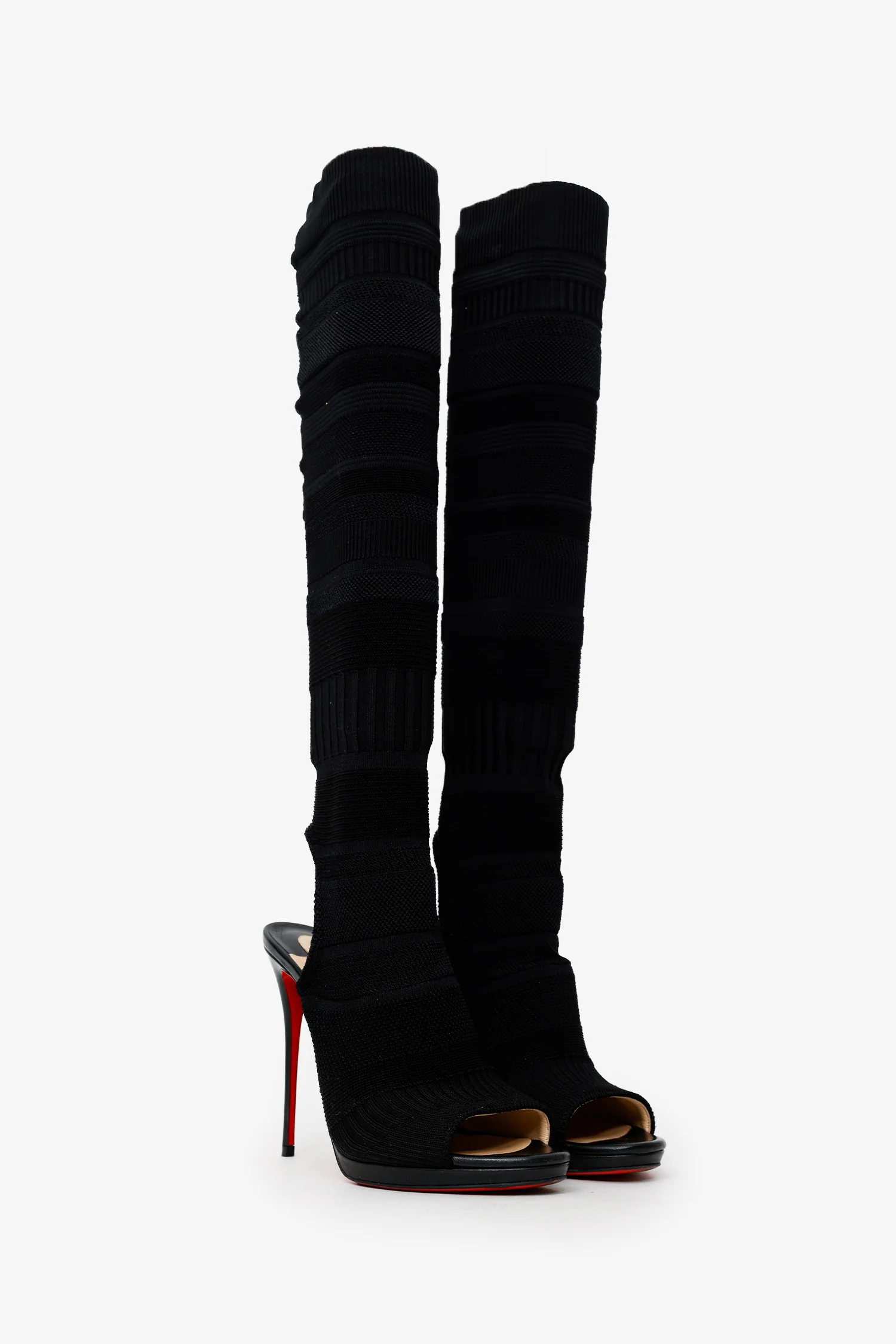 Christian Louboutin Black Cheminetta 120 Sock Heels Size 38.5