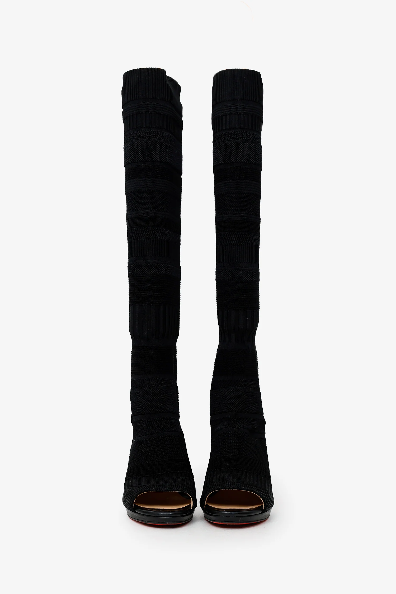 Christian Louboutin Black Cheminetta 120 Sock Heels Size 38.5