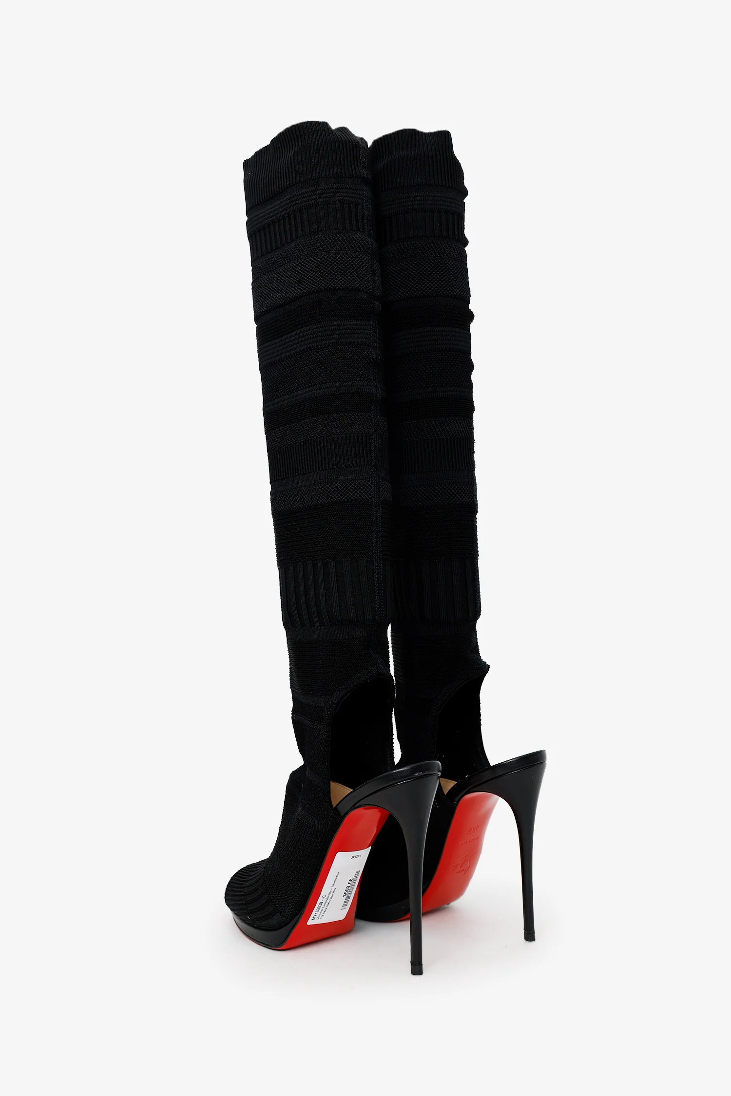 Christian Louboutin Black Cheminetta 120 Sock Heels Size 38.5