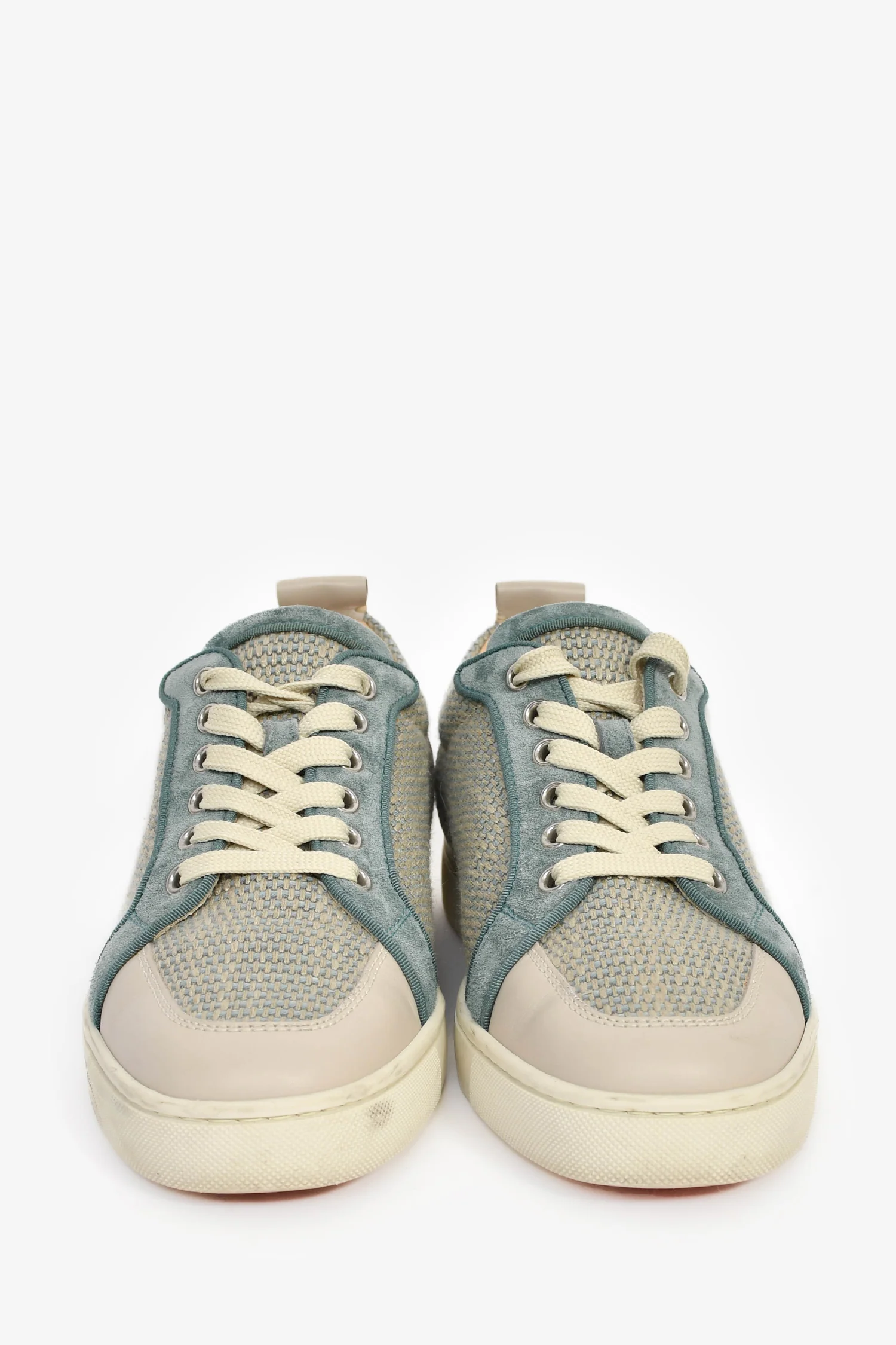 Christian Louboutin Teal Suede/Tweed Sneakers Size 40 Mens