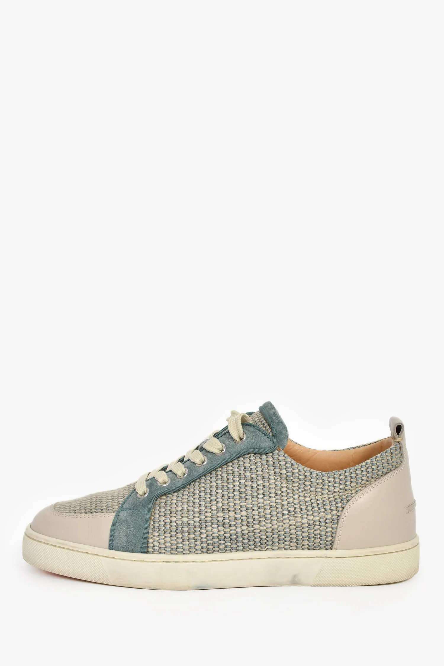 Christian Louboutin Teal Suede/Tweed Sneakers Size 40 Mens
