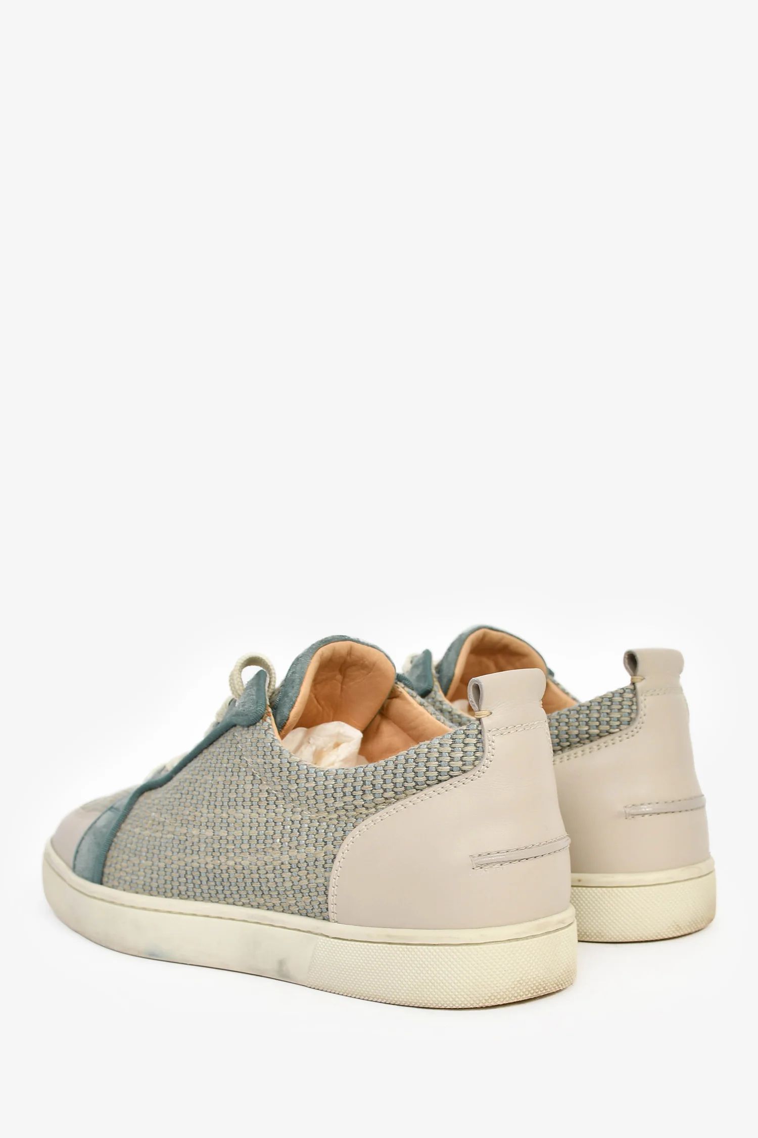 Christian Louboutin Teal Suede/Tweed Sneakers Size 40 Mens