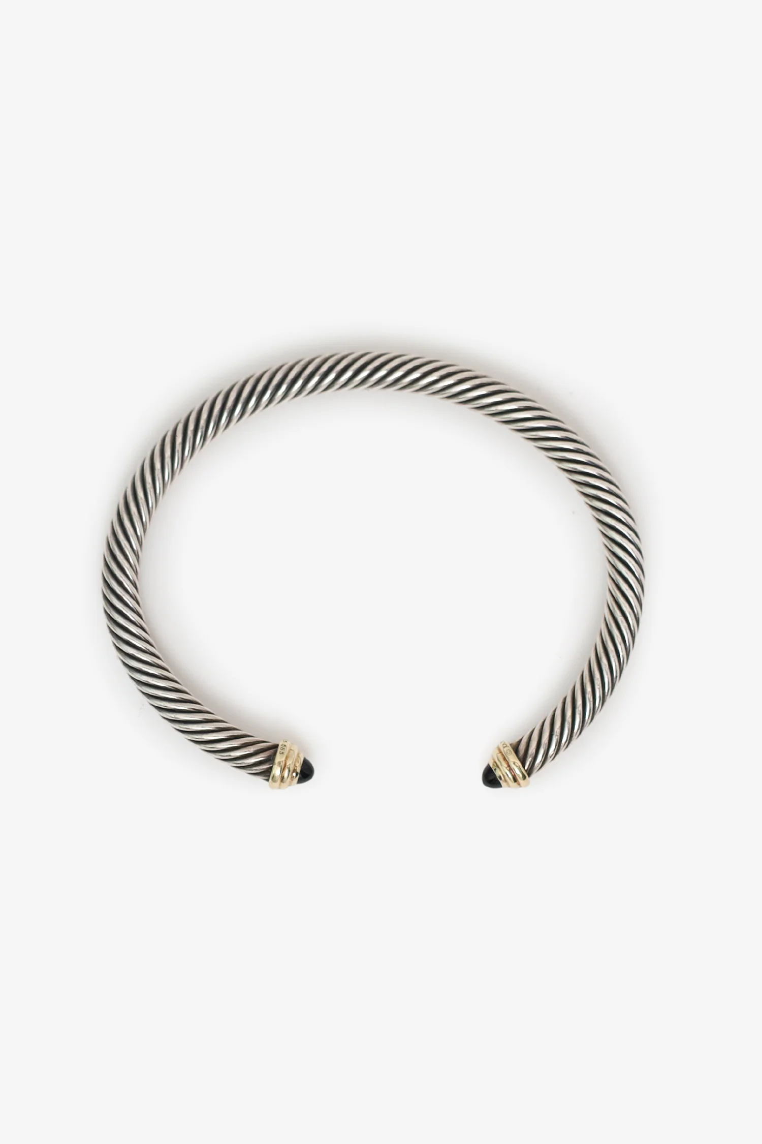 David Yurman Sterling Silver 14K Yellow Gold Black Onyx Cable Bracelet