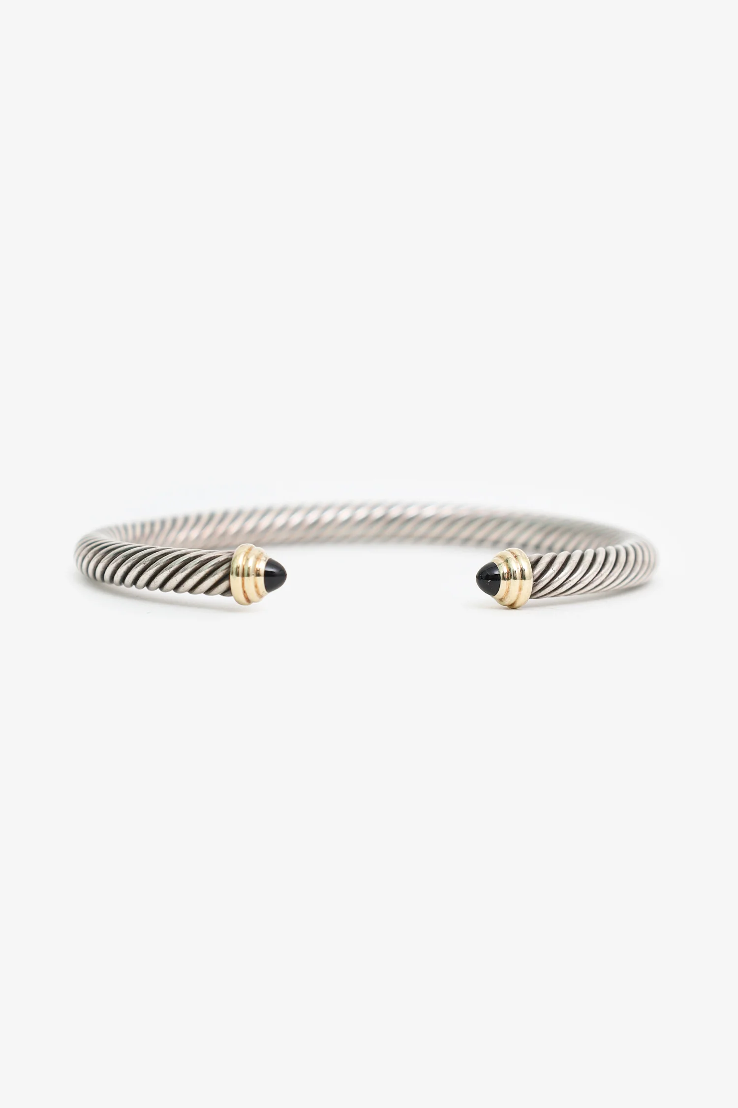 David Yurman Sterling Silver 14K Yellow Gold Black Onyx Cable Bracelet