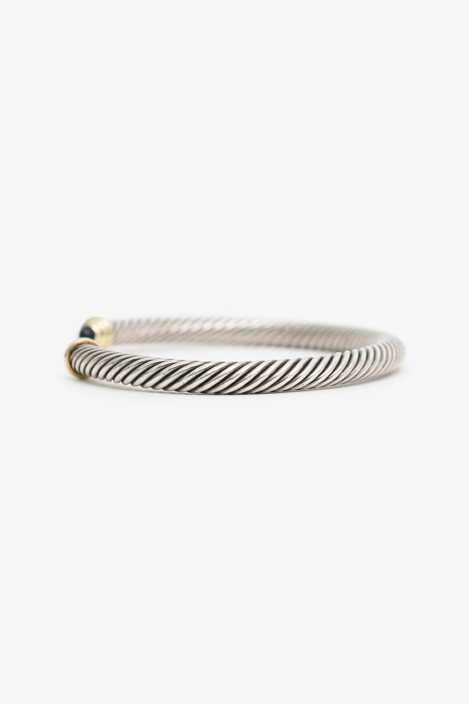 David Yurman Sterling Silver 14K Yellow Gold Black Onyx Cable Bracelet