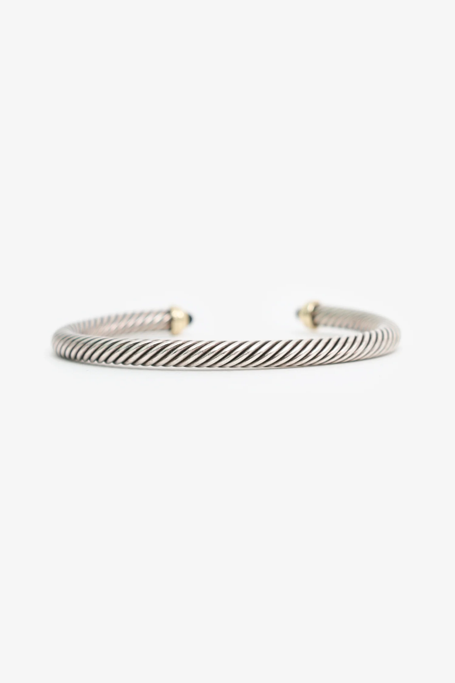 David Yurman Sterling Silver 14K Yellow Gold Black Onyx Cable Bracelet