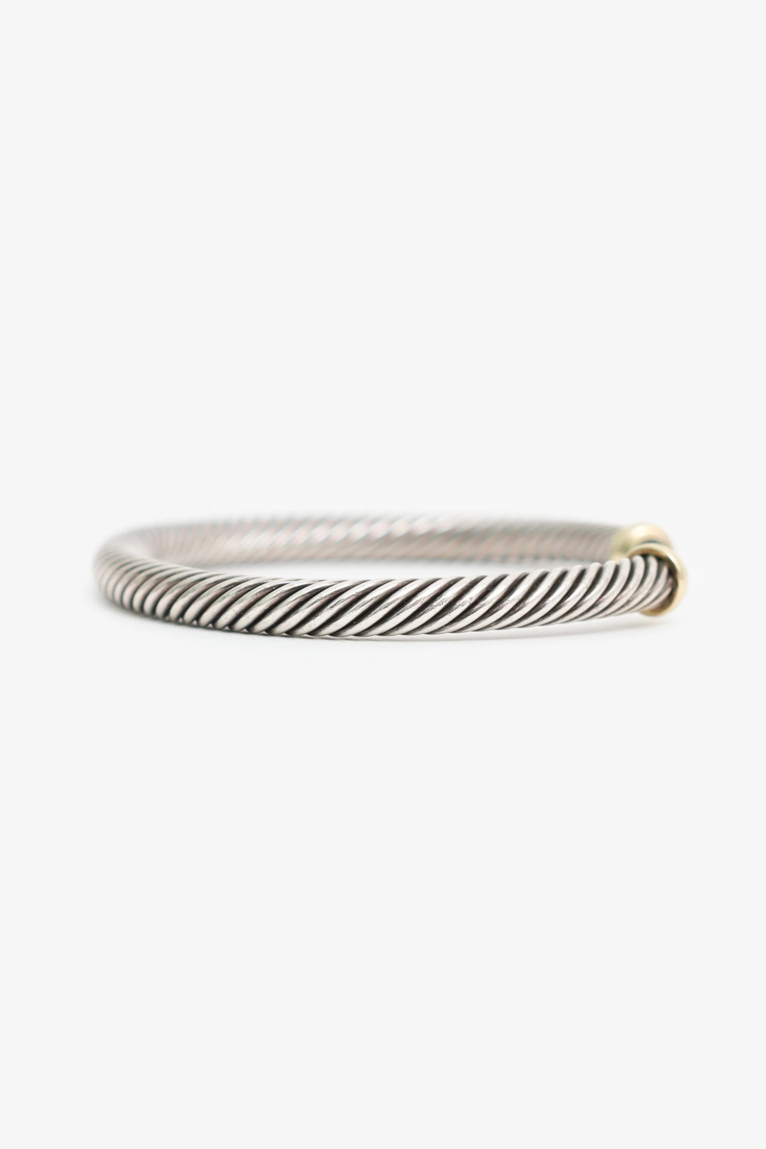 David Yurman Sterling Silver 14K Yellow Gold Black Onyx Cable Bracelet