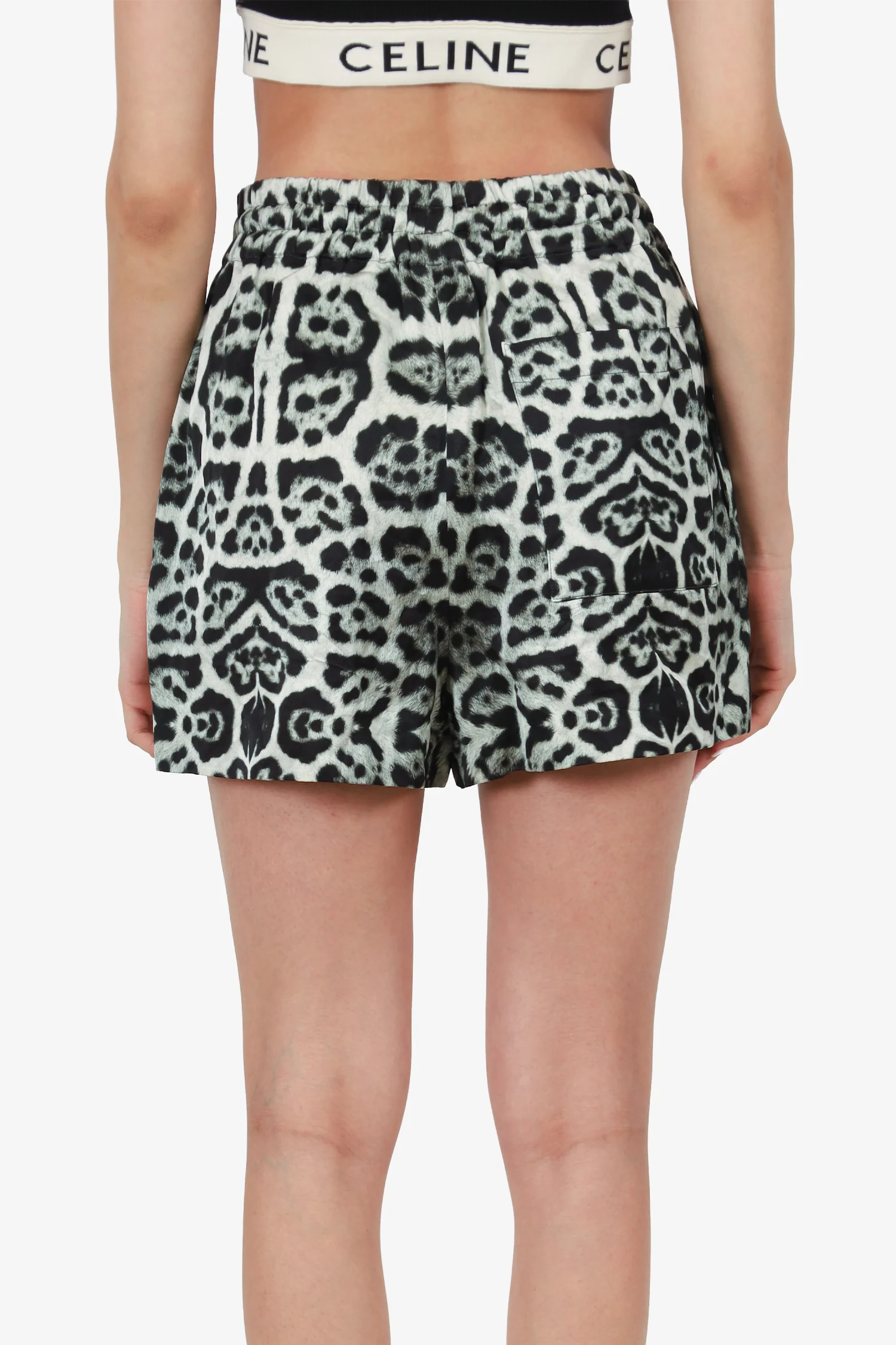 Dries Van Noten Black Cheetah Shorts Size S