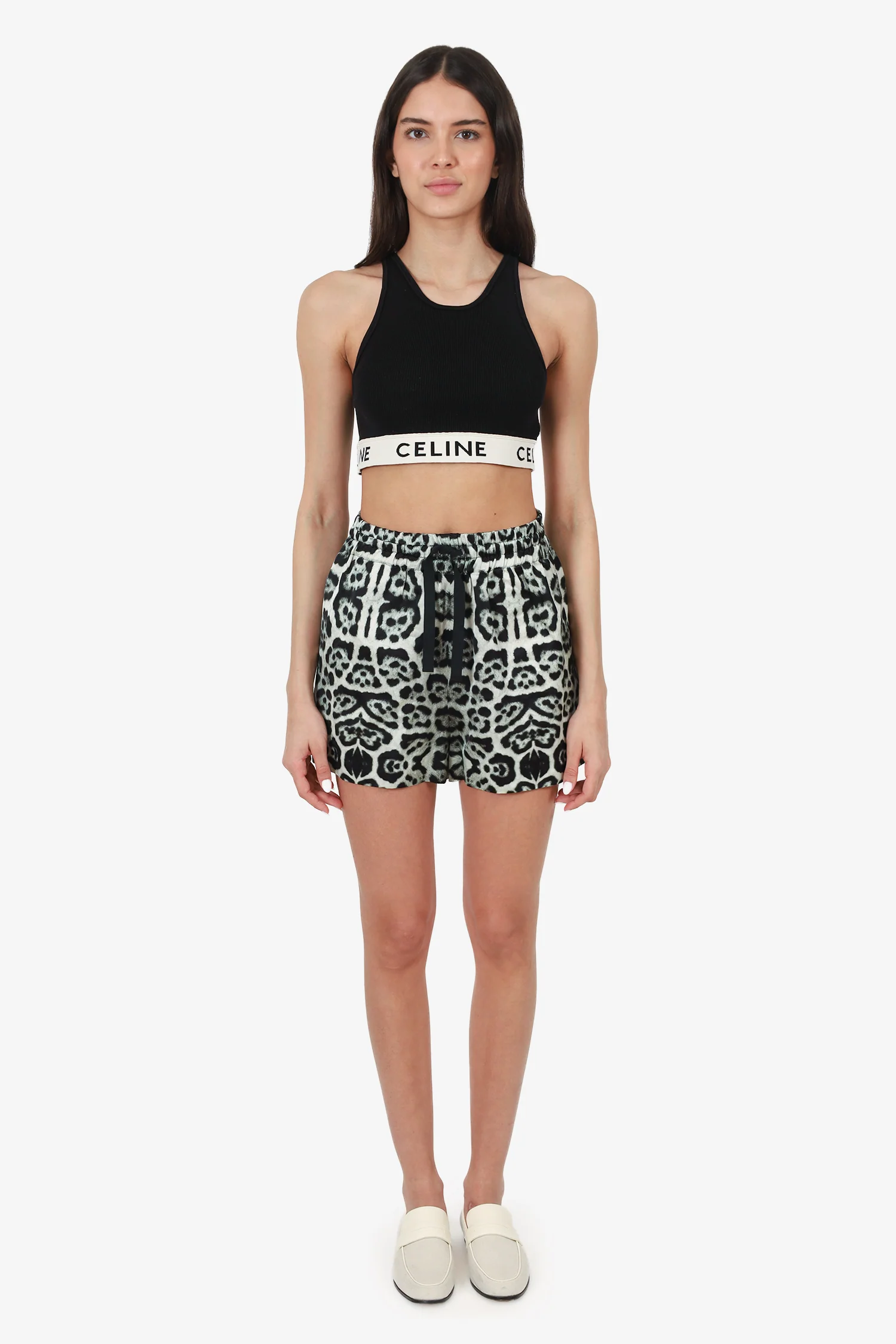 Dries Van Noten Black Cheetah Shorts Size S