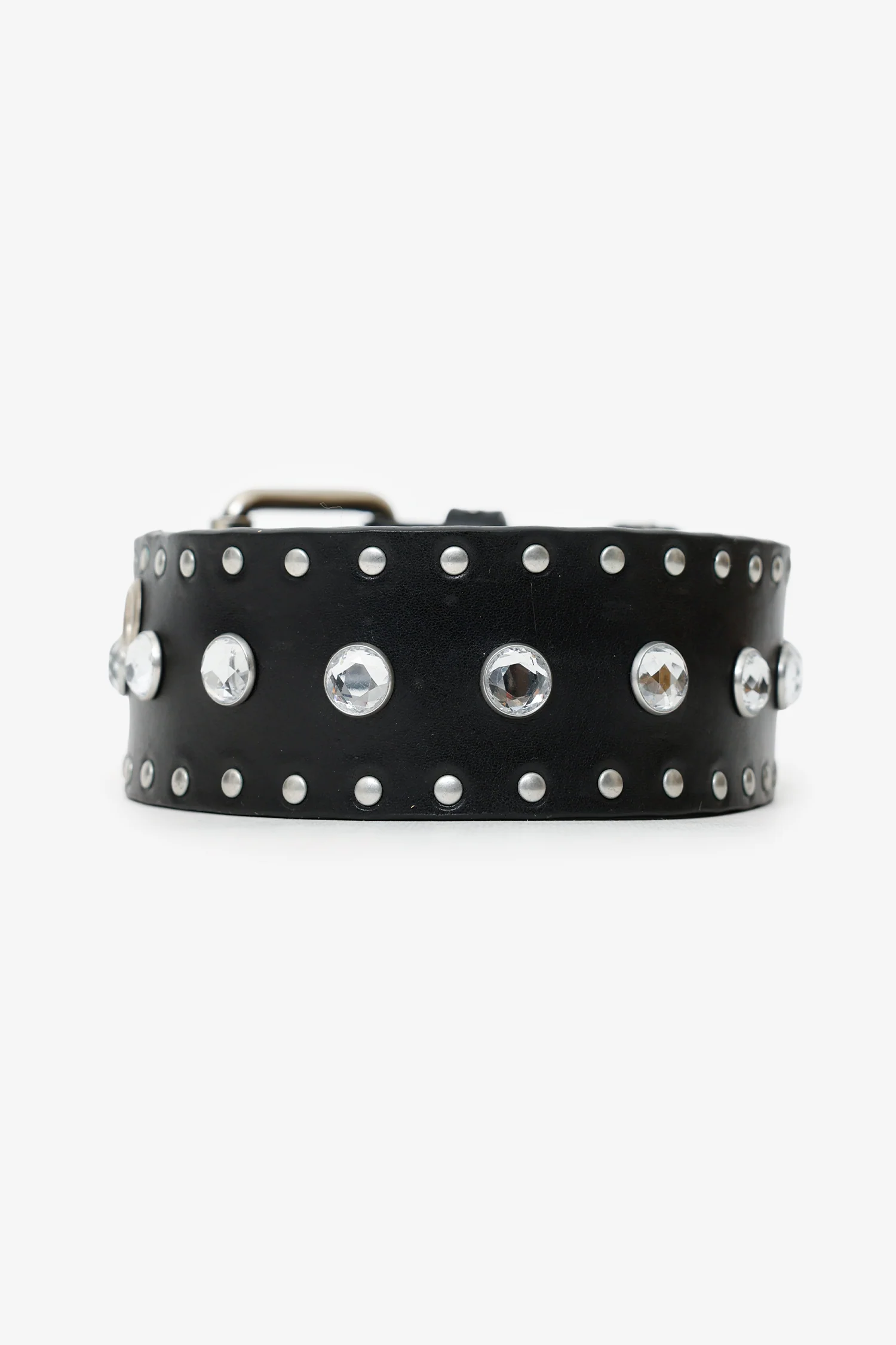 Dries Van Noten Black Leather Belt With Detachable Chain/Fur Tail Size 75