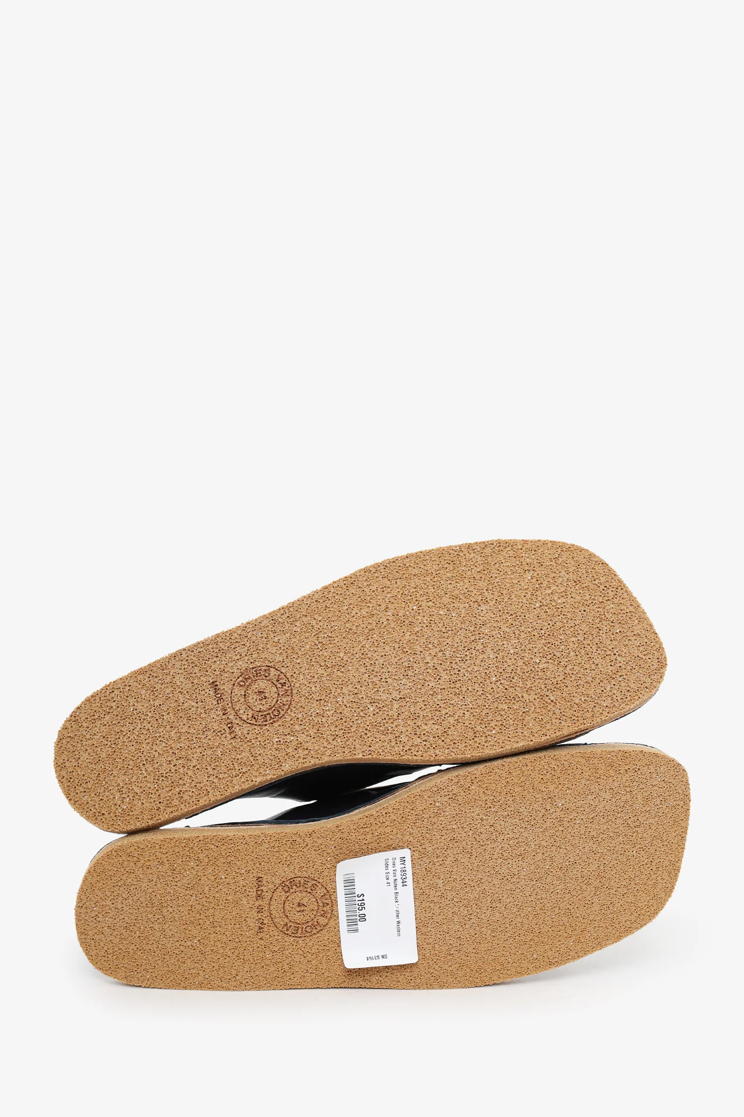 Dries Van Noten Black Leather Western Slides Size 41