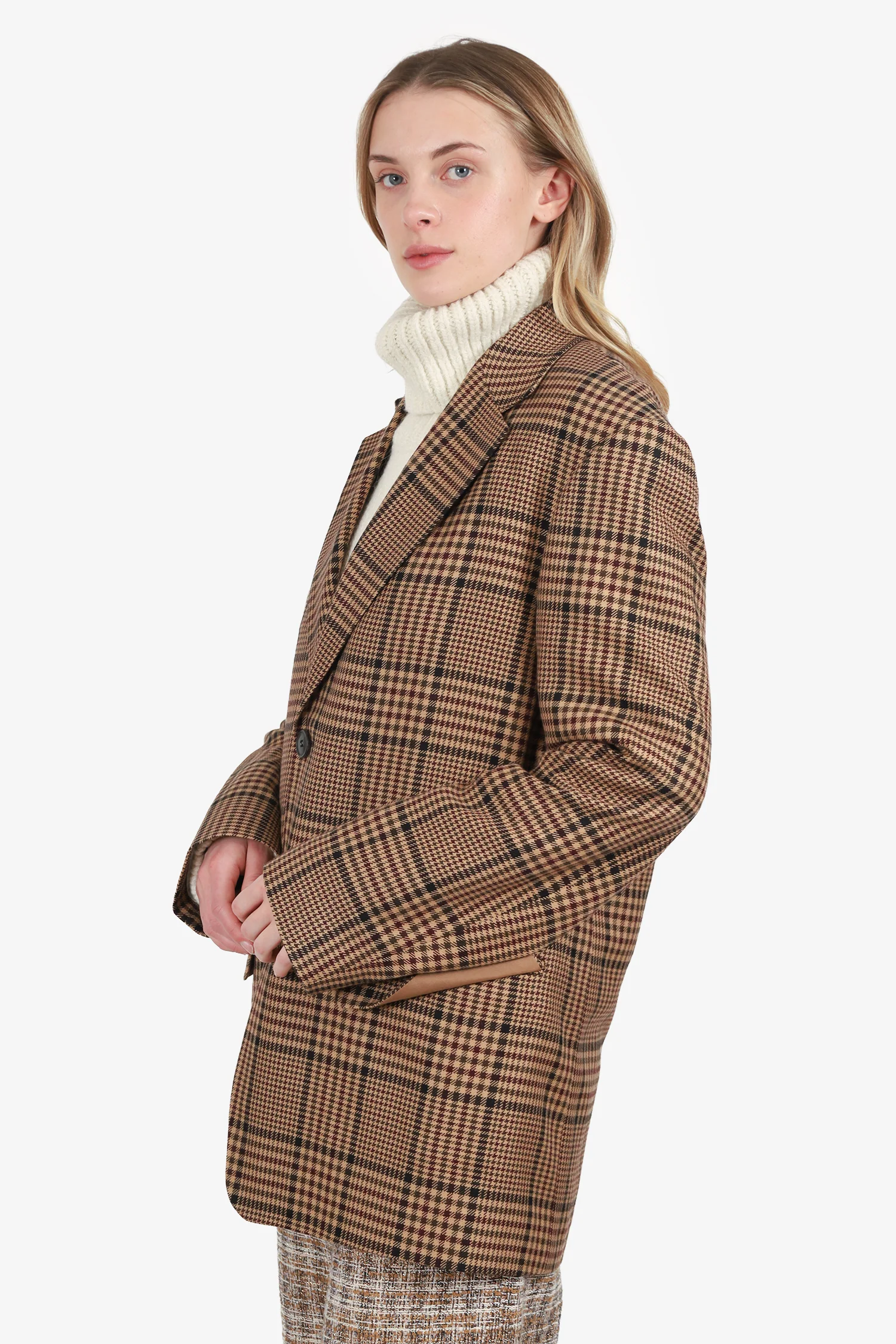 Dries Van Noten Brown Plaid Wool Oversized Blazer Size S