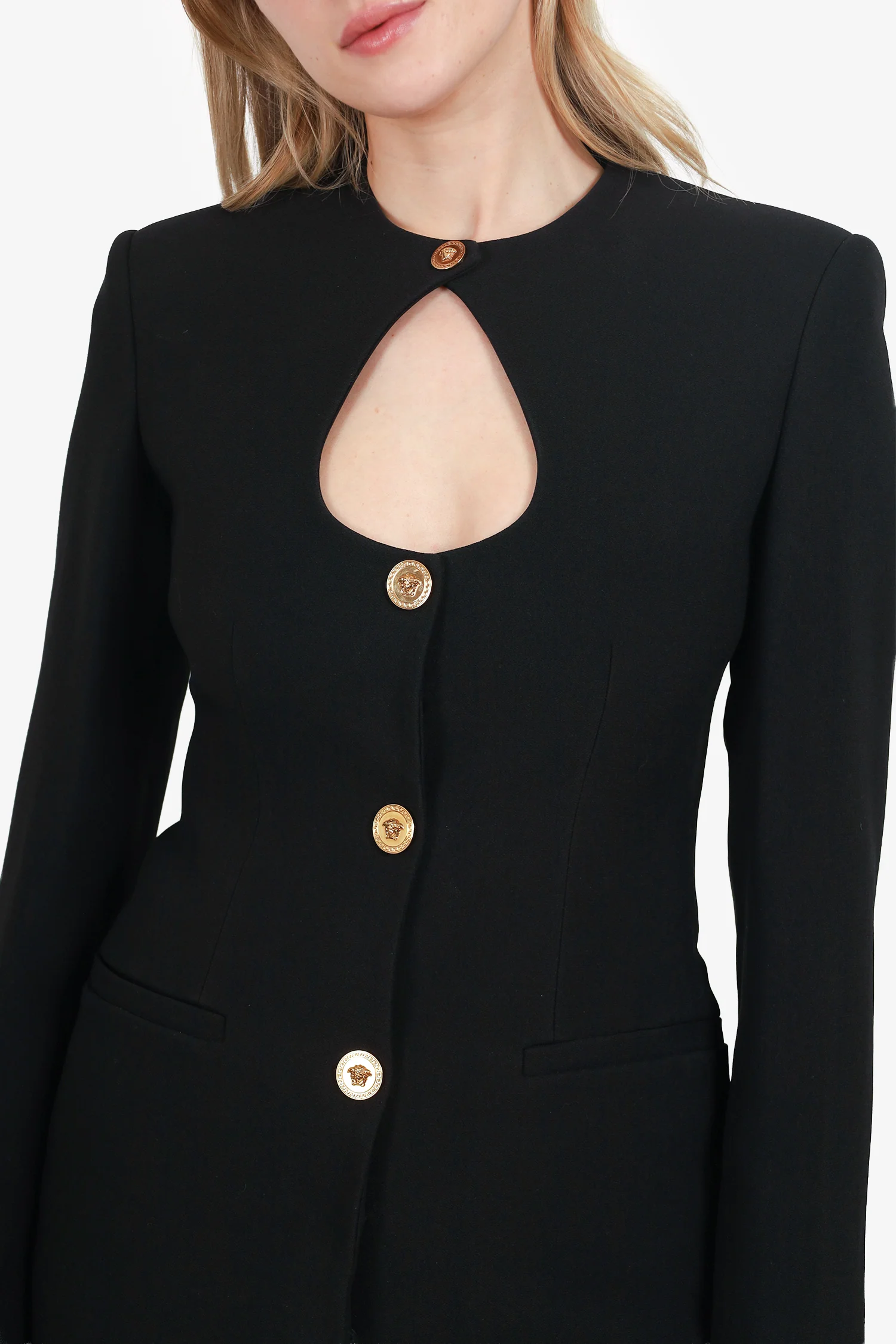 Versace Black Cut-Out Single-Breasted Blazer Size 38