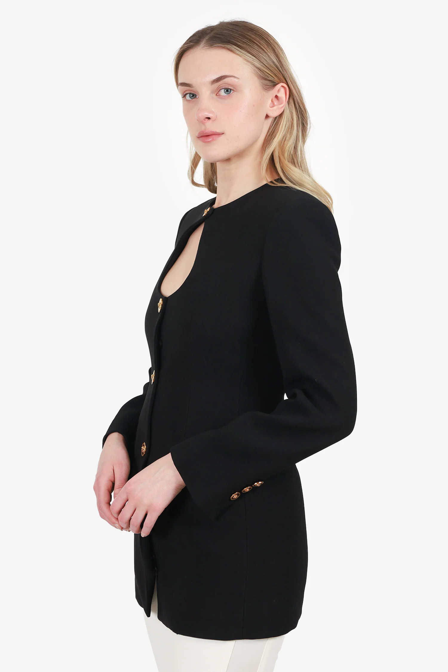 Versace Black Cut-Out Single-Breasted Blazer Size 38