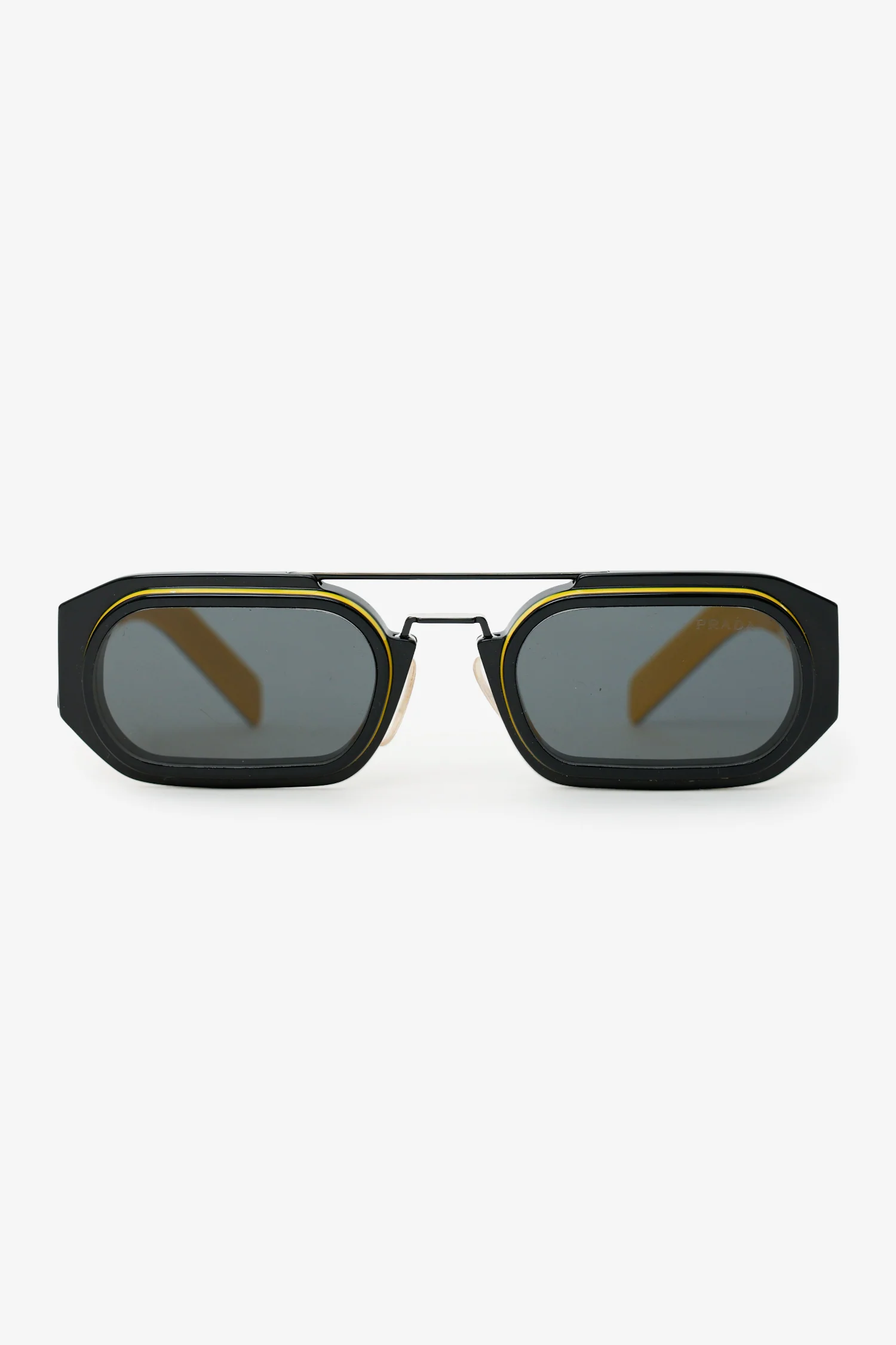 Prada Black/Yellow Frame  PR 01WS 53 Rectangle Sunglasses