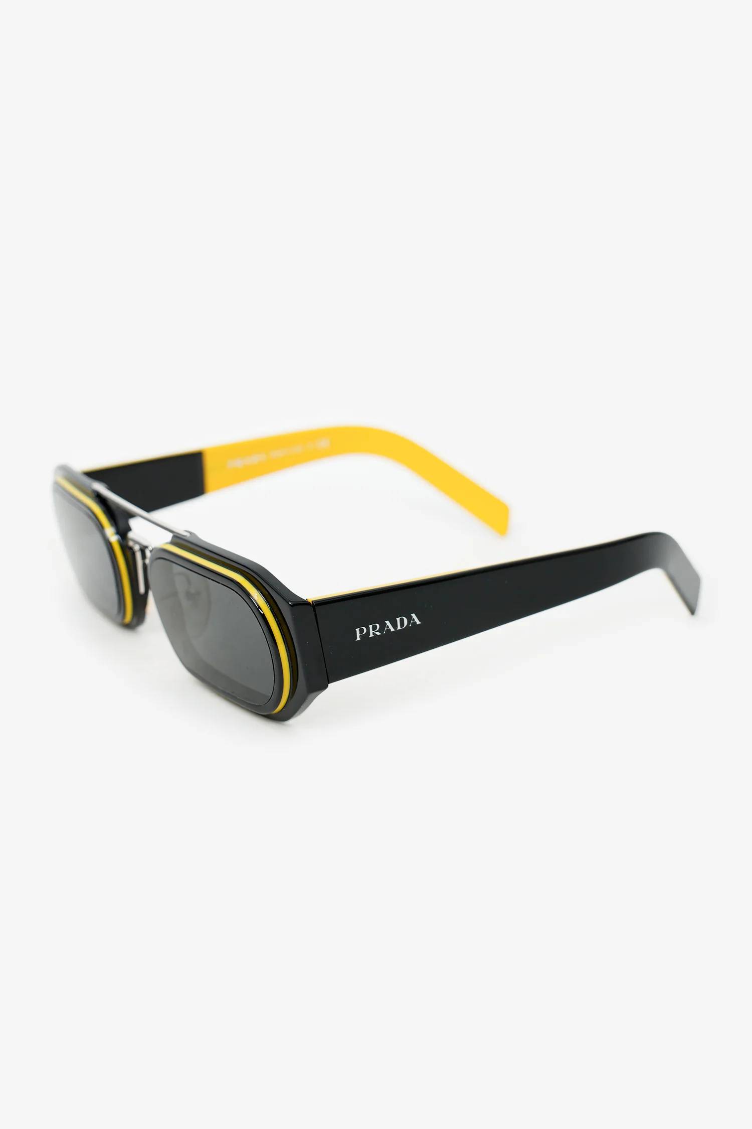 Prada Black/Yellow Frame  PR 01WS 53 Rectangle Sunglasses