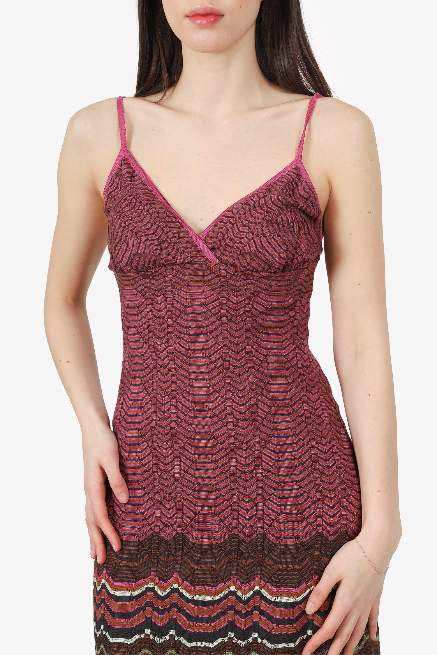 M Missoni Chevron Print Knit Dress Size 40