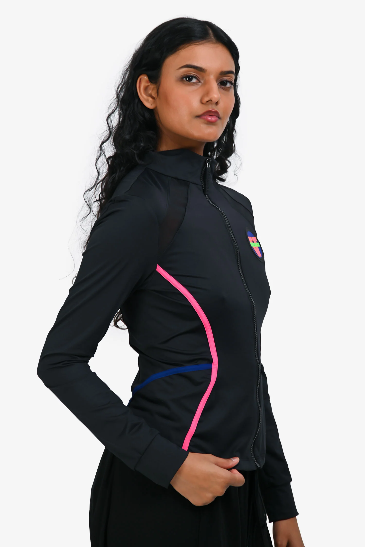Versace Black/Pink Logo Patched Sport Zip-Up Jacket Size 3