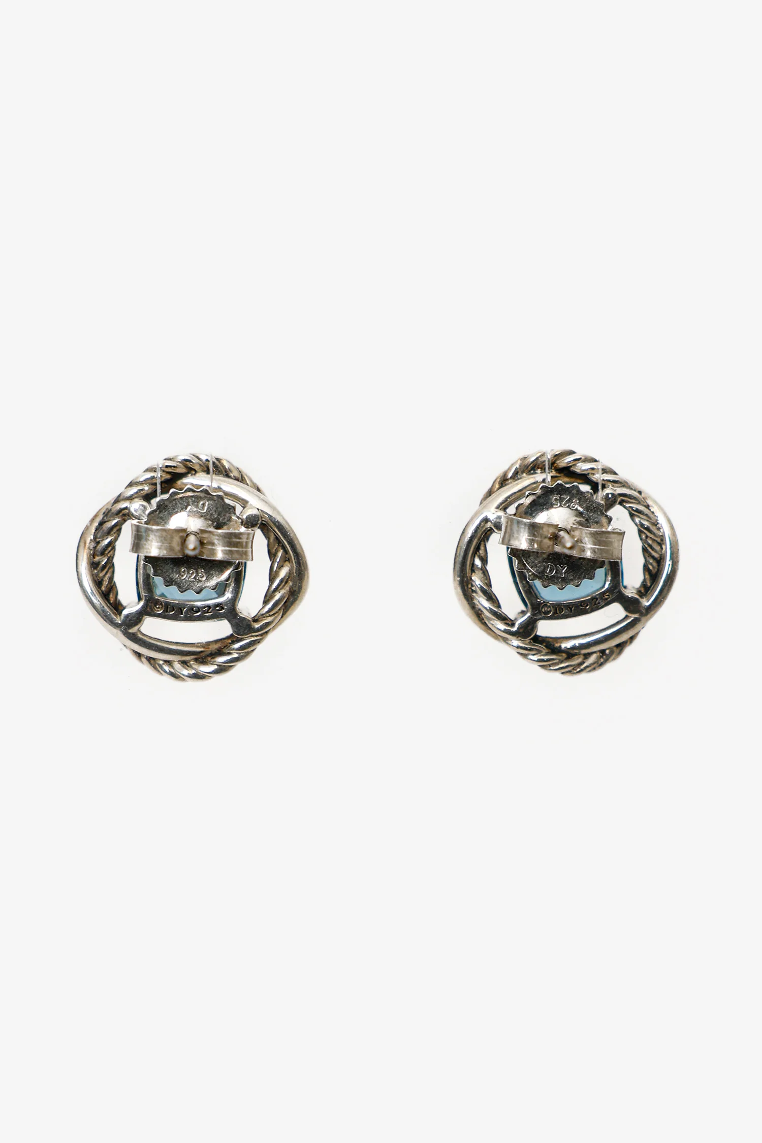 David Yurman Sterling Silver Hampton Blue Topaz 7mm Infinity Earrings