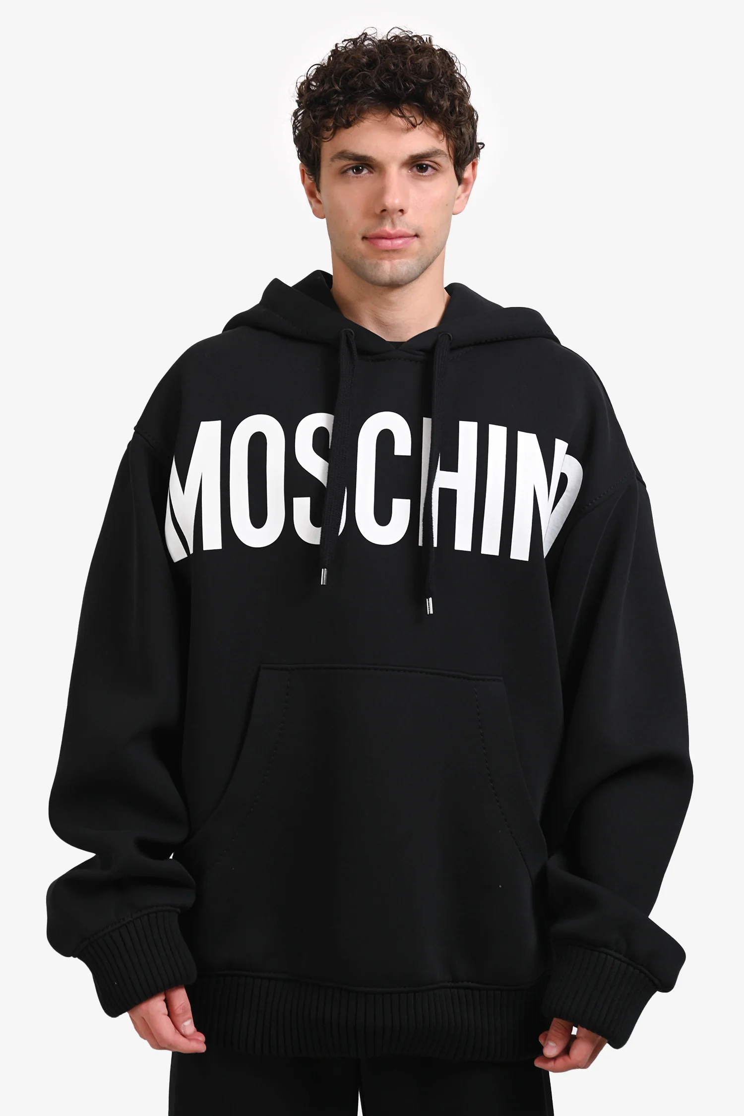 Moschino Couture Black Cotton Logo Hoodie Size 38 Mens