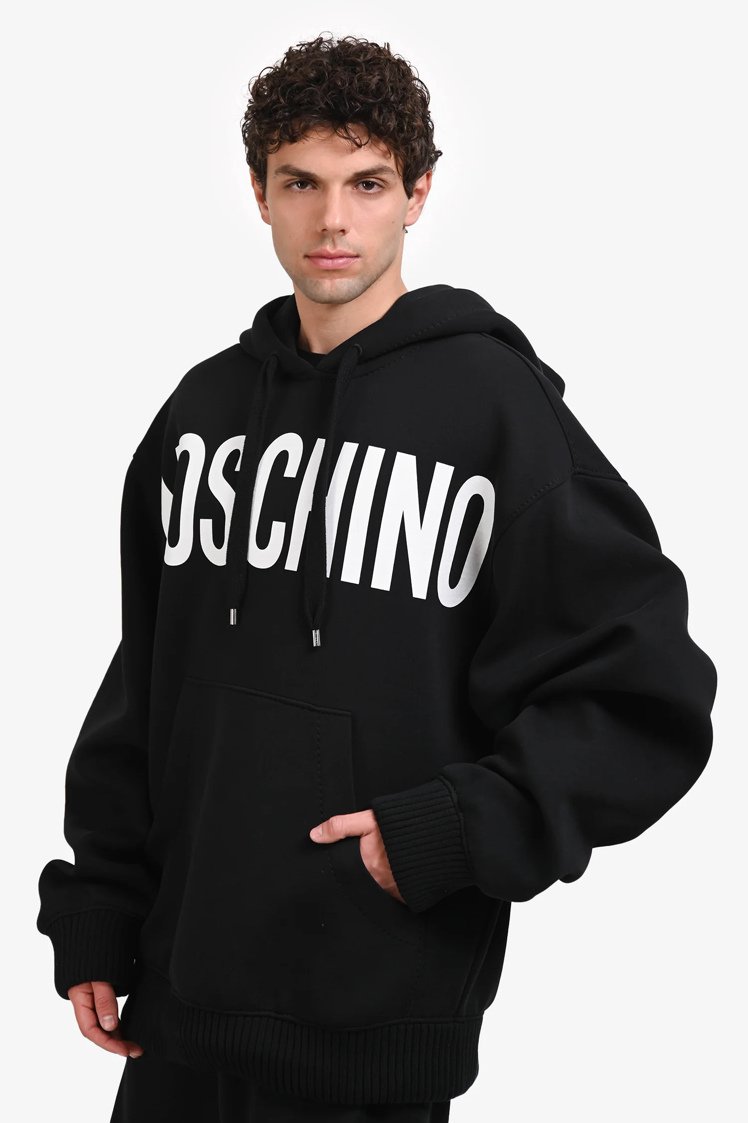 Moschino Couture Black Cotton Logo Hoodie Size 38 Mens