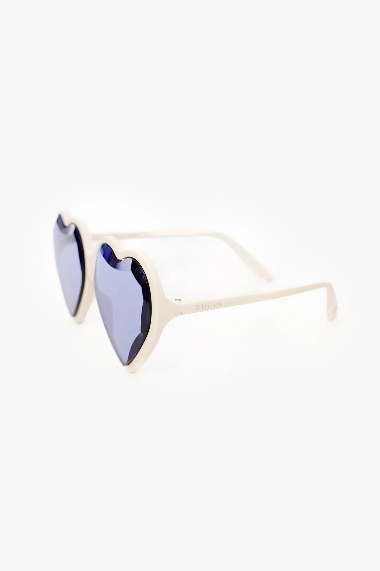 Gucci White Heart-Frame Sunglasses