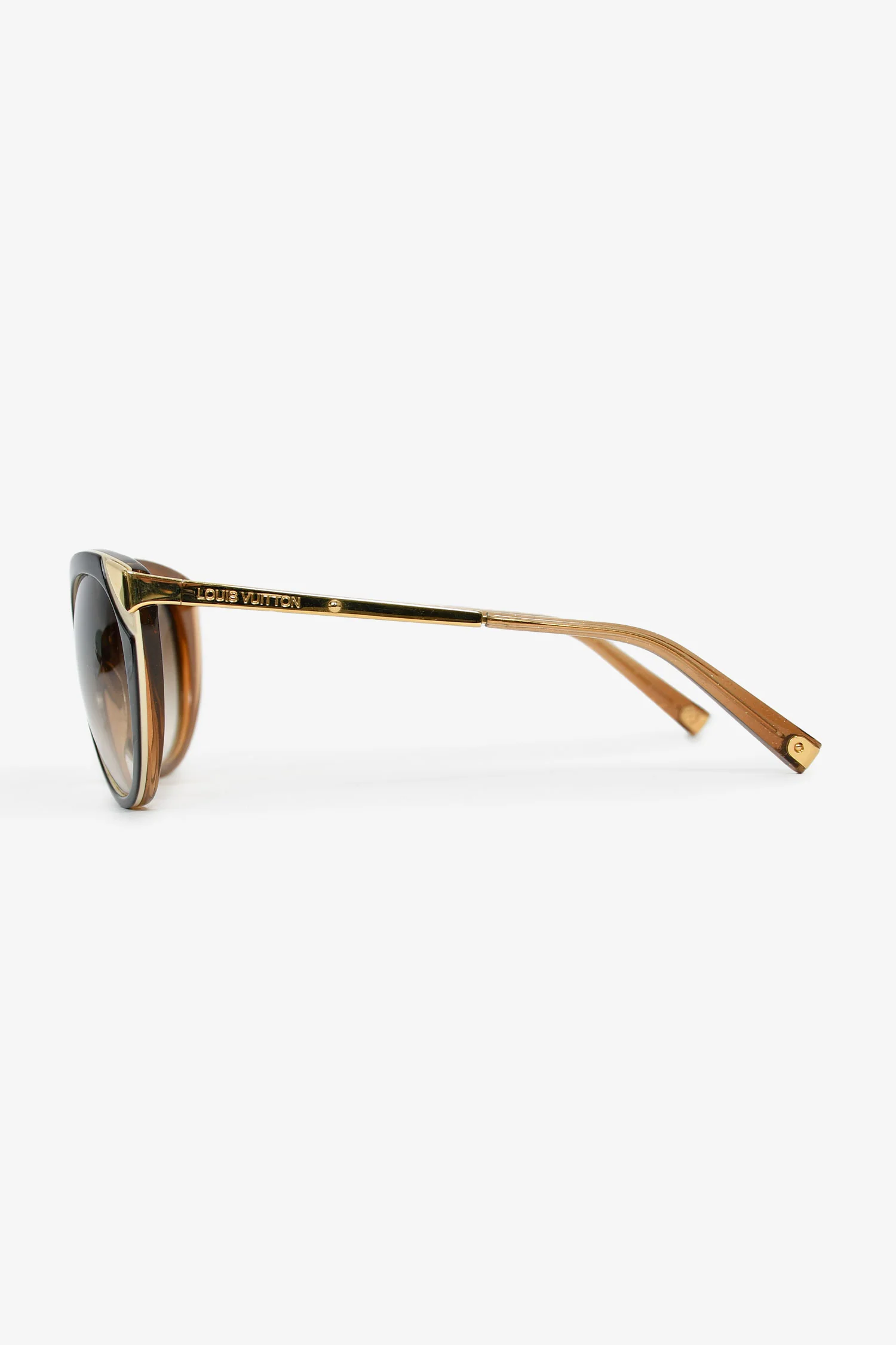 Louis Vuitton Brown/Gold Acrylic Cat Eye Logo Sunglasses