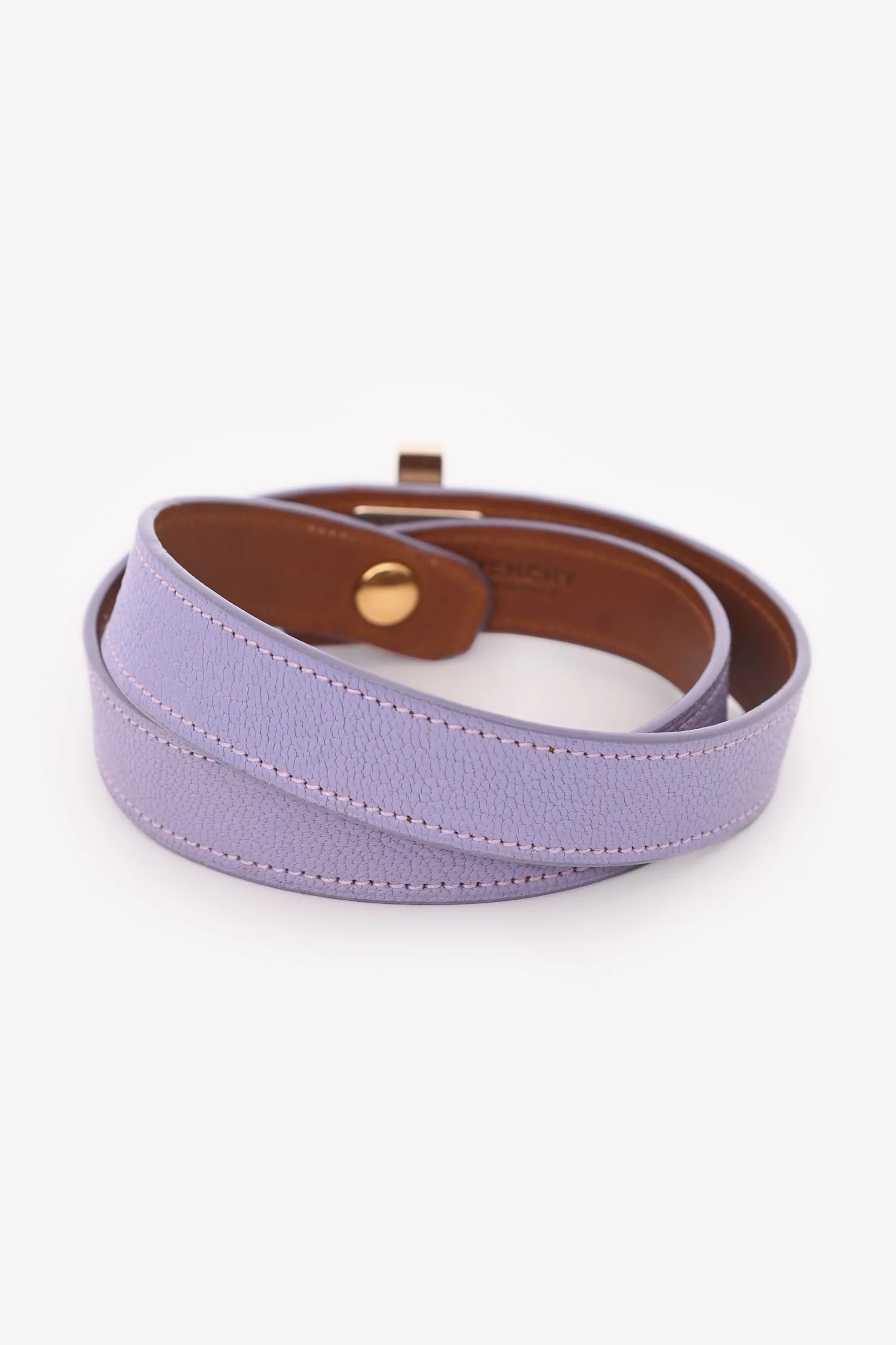 Givenchy Purple Leather Obsidian Wrap Bracelet