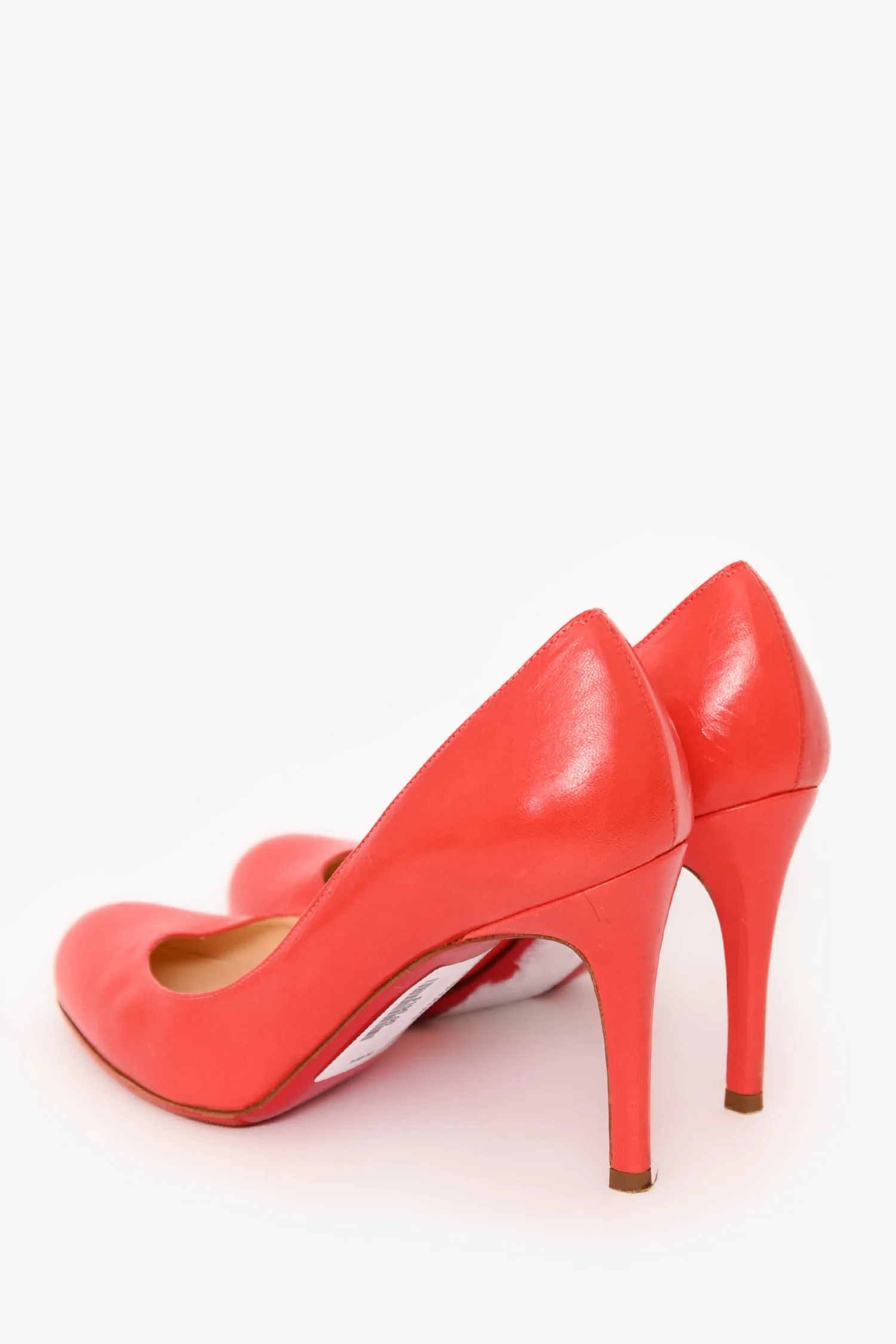 Christian Louboutin Orange Leather Round Toe Pumps Size 36.5 (As Is)
