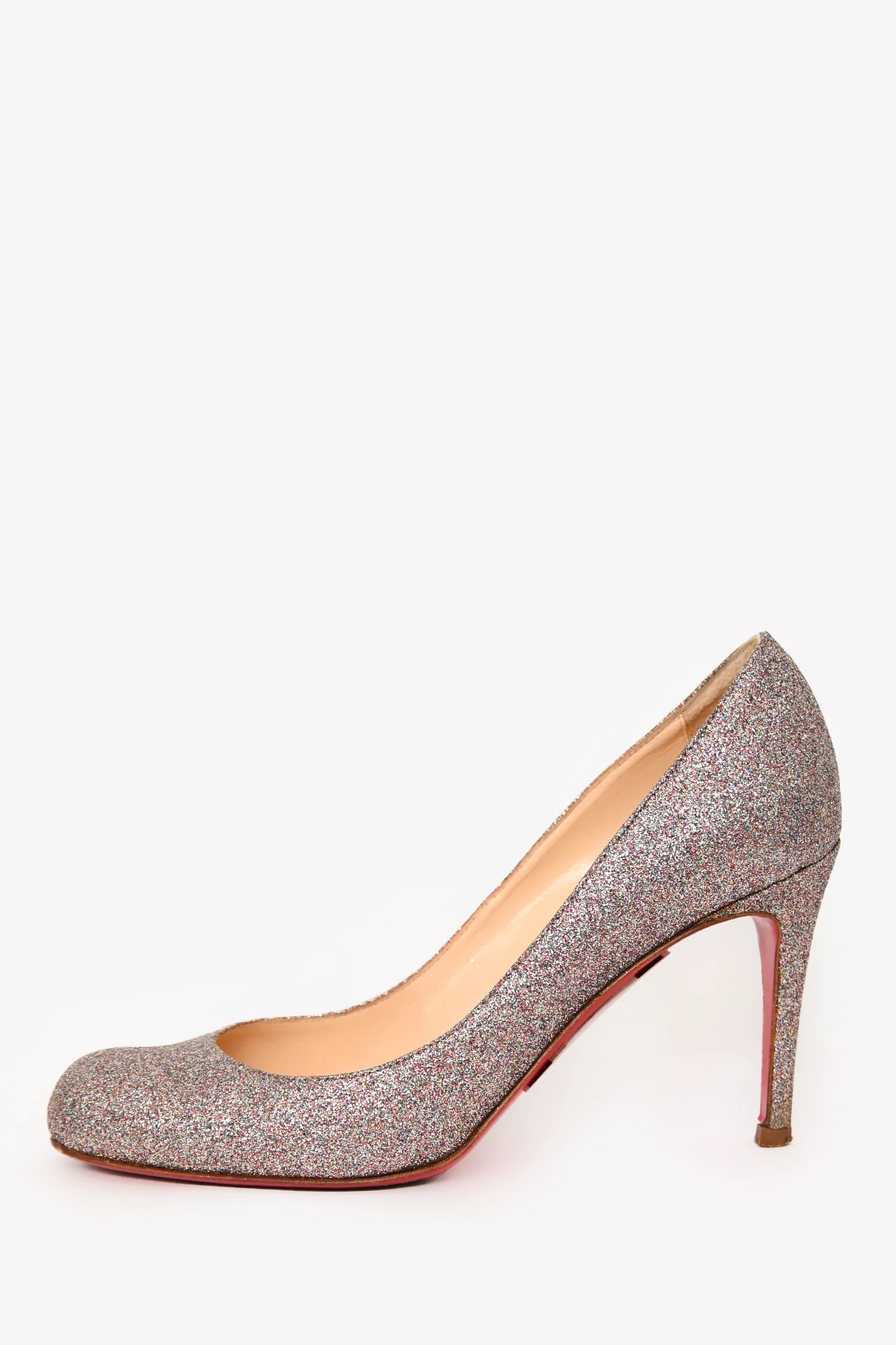 Christian Louboutin Silver/Pink Glitter Round Pumps Size 36.5