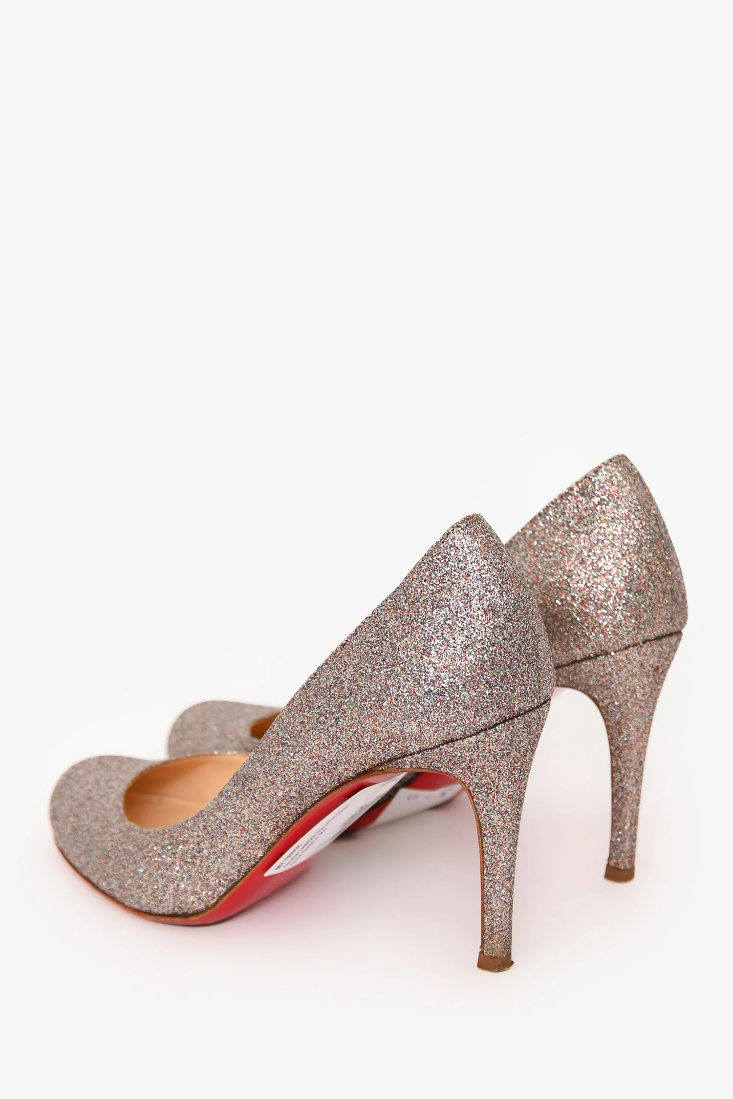 Christian Louboutin Silver/Pink Glitter Round Pumps Size 36.5